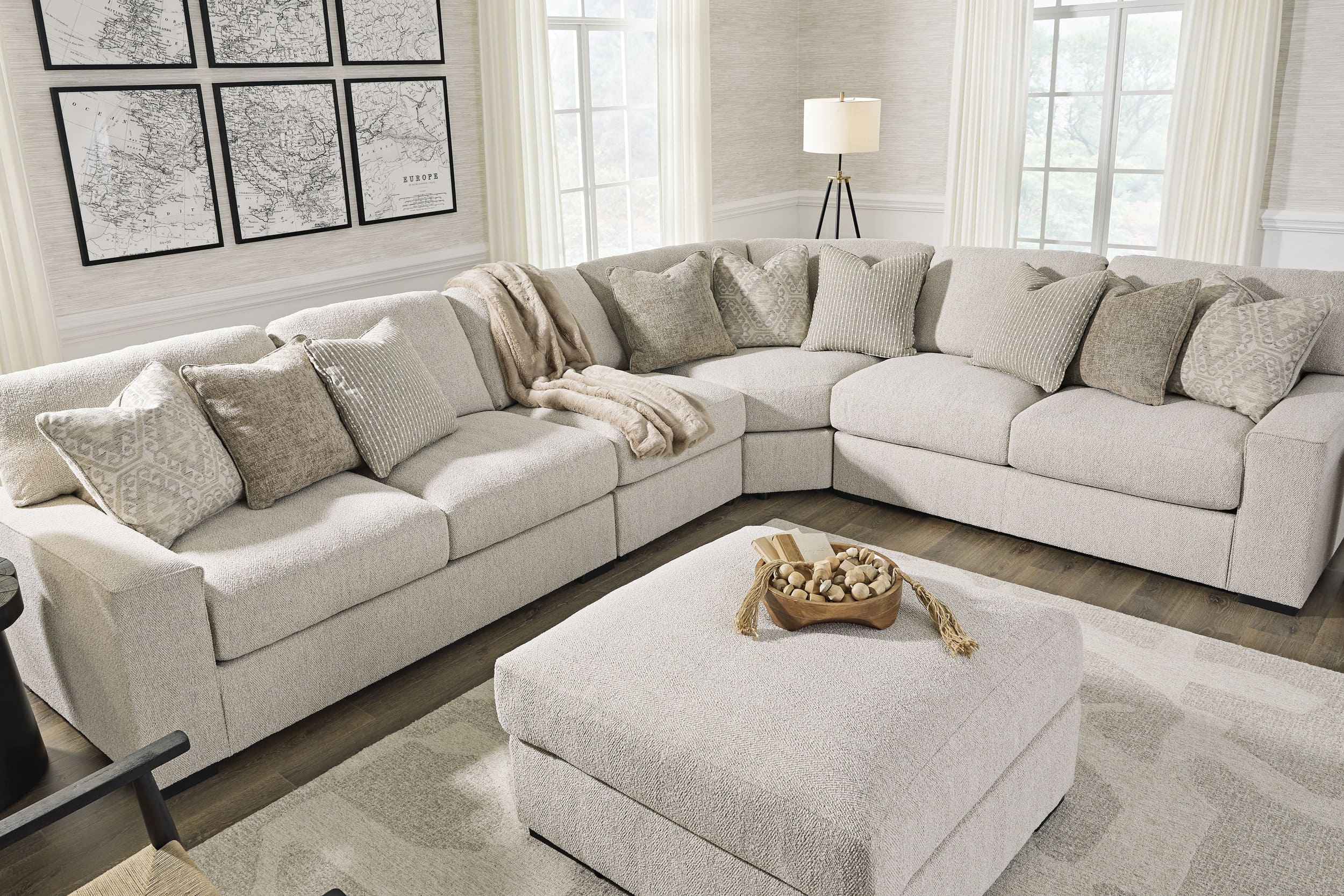 Ballyton 36" Square Oversized Accent Ottoman - Sand Beige Polyester