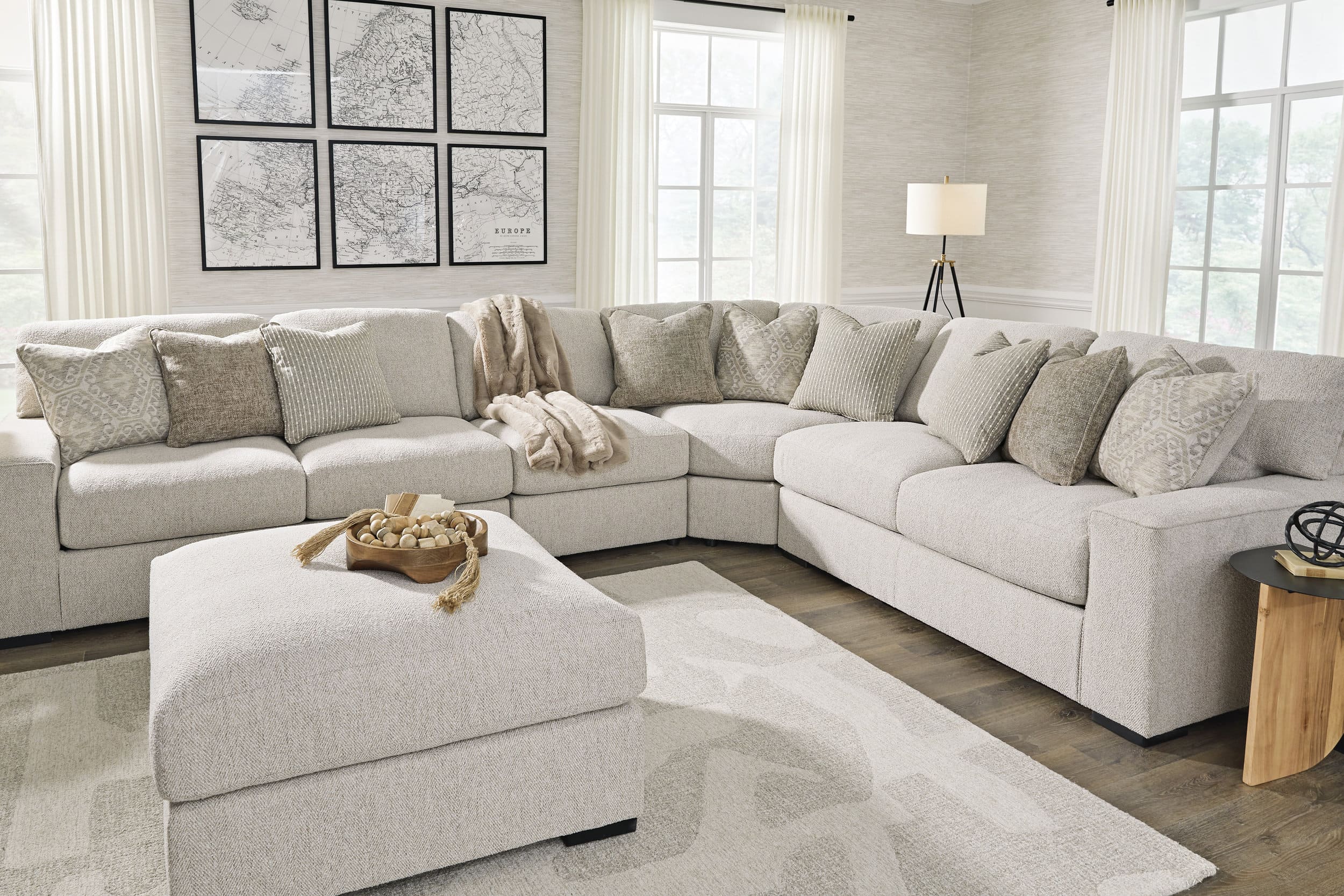 Ballyton 36" Square Oversized Accent Ottoman - Sand Beige Polyester