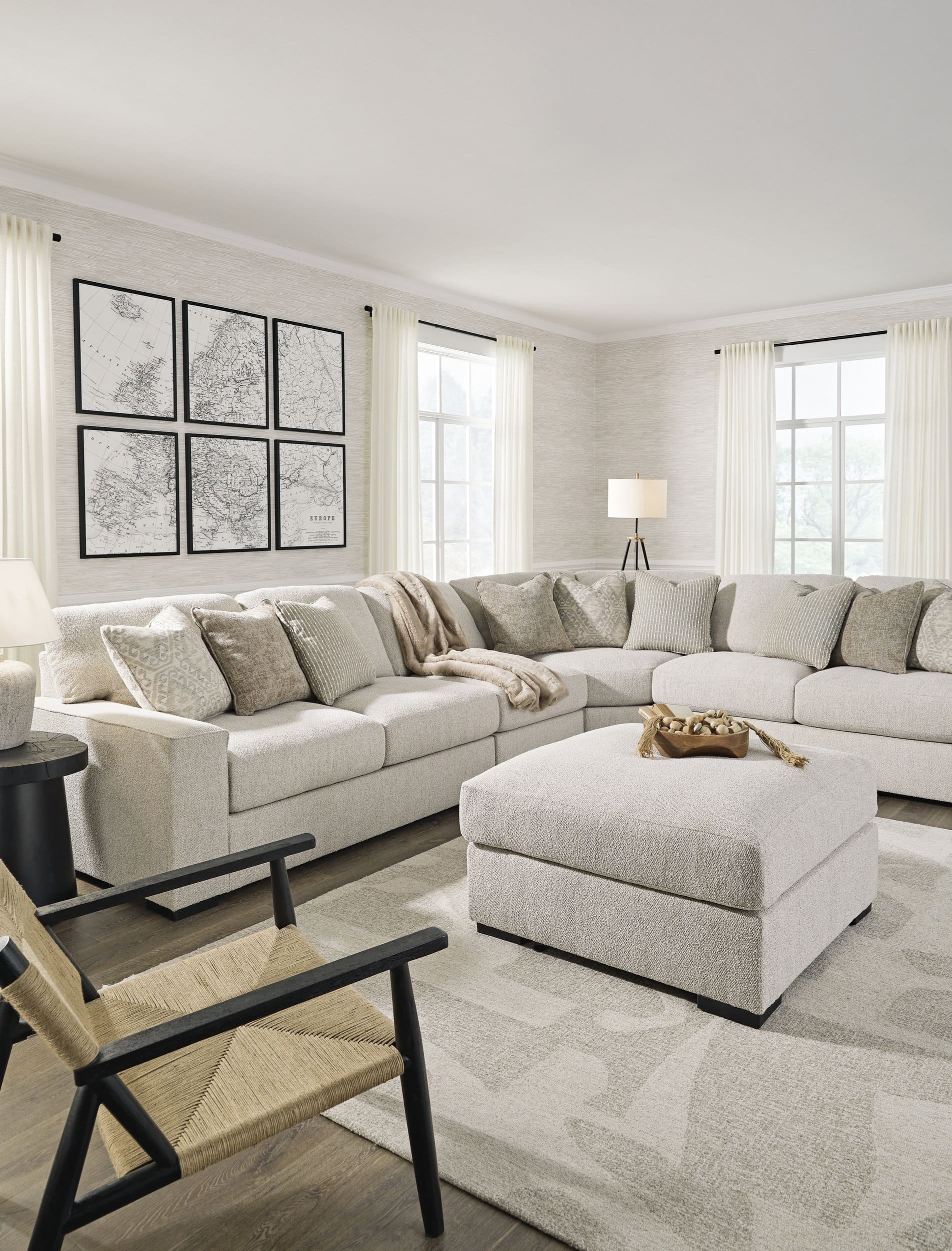 Ballyton 36" Square Oversized Accent Ottoman - Sand Beige Polyester