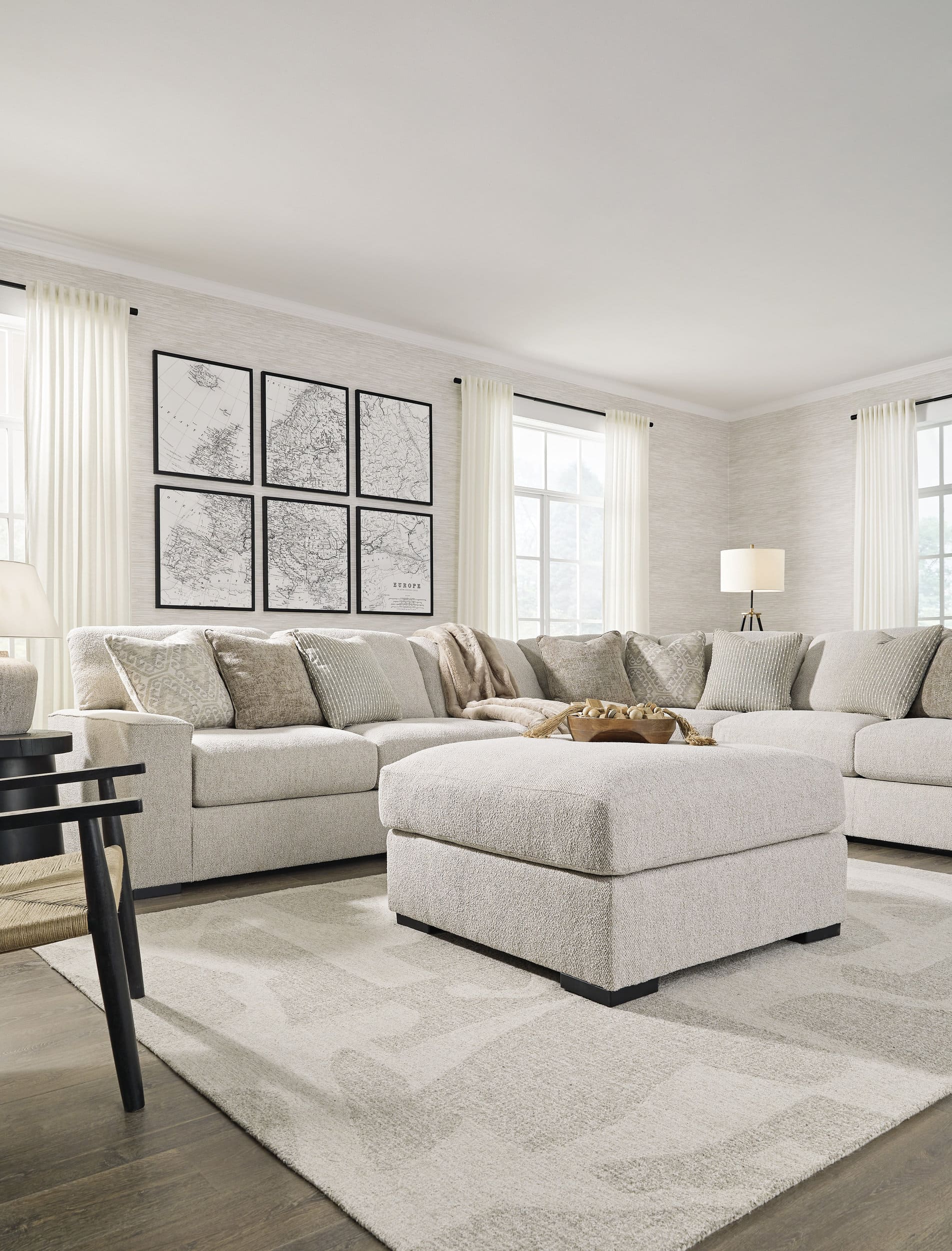 Ballyton 36" Square Oversized Accent Ottoman - Sand Beige Polyester