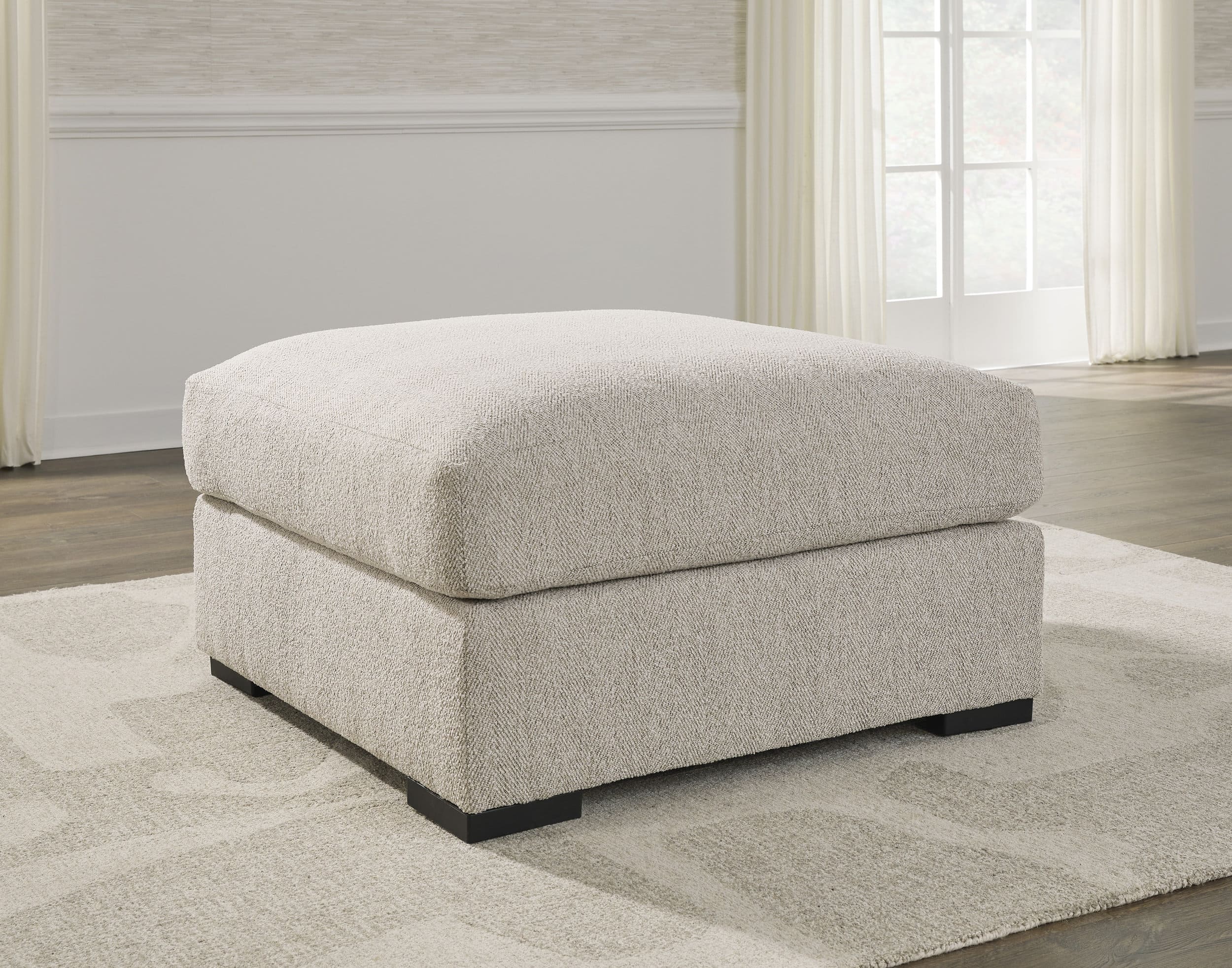 Ballyton 36" Square Oversized Accent Ottoman - Sand Beige Polyester