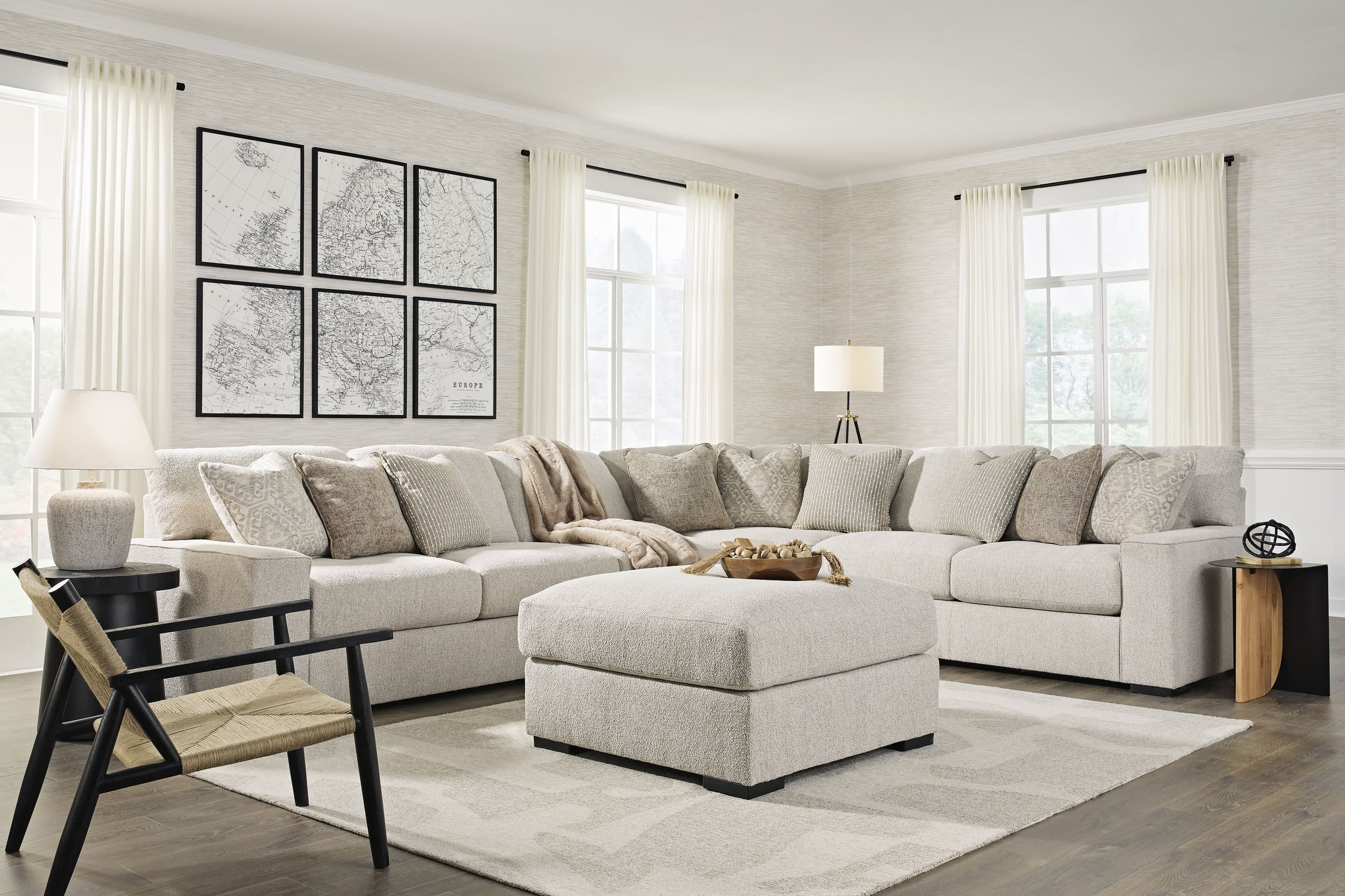 Ballyton 36" Square Oversized Accent Ottoman - Sand Beige Polyester