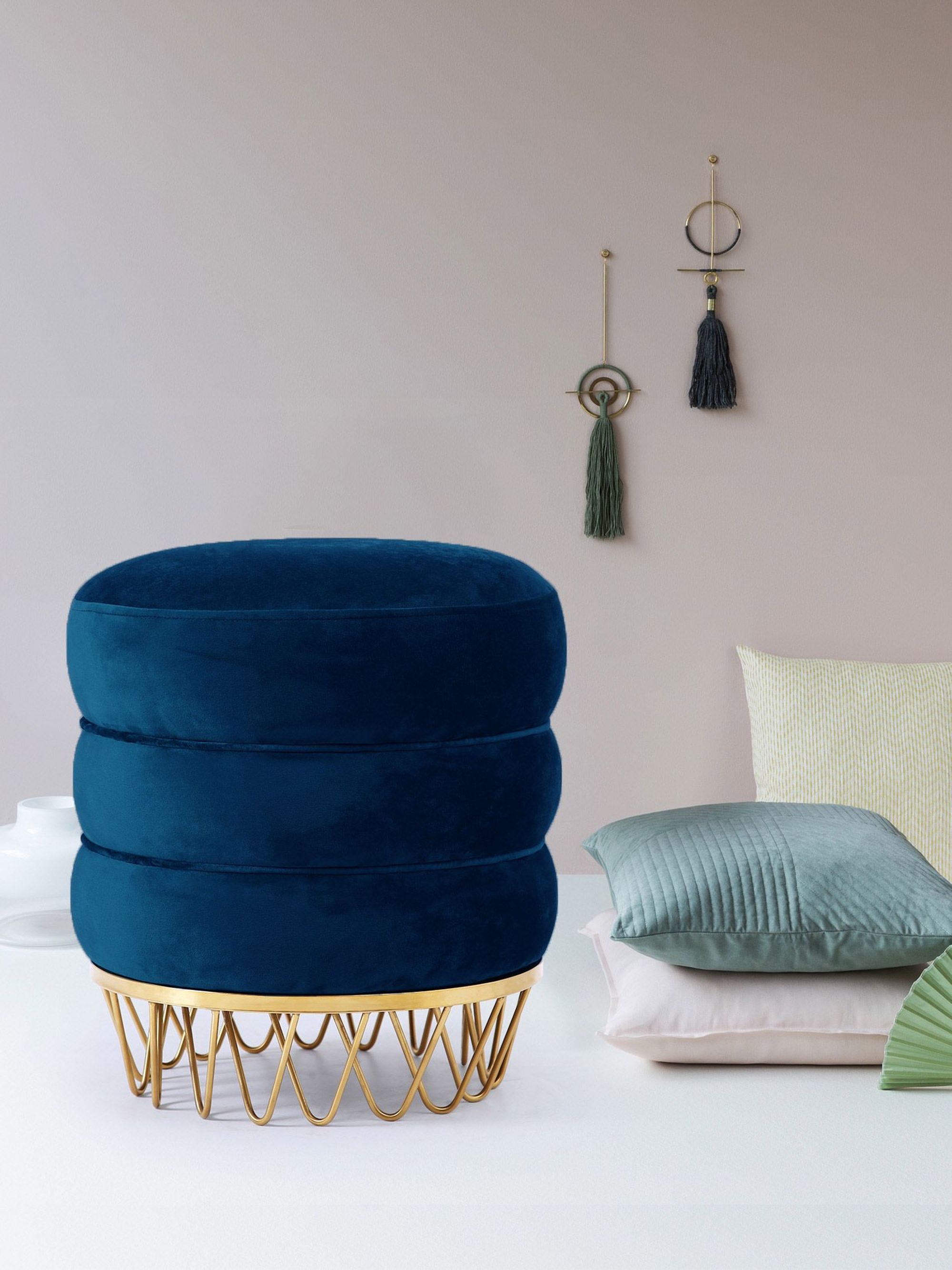 Revolve Velvet Ottoman/Stool