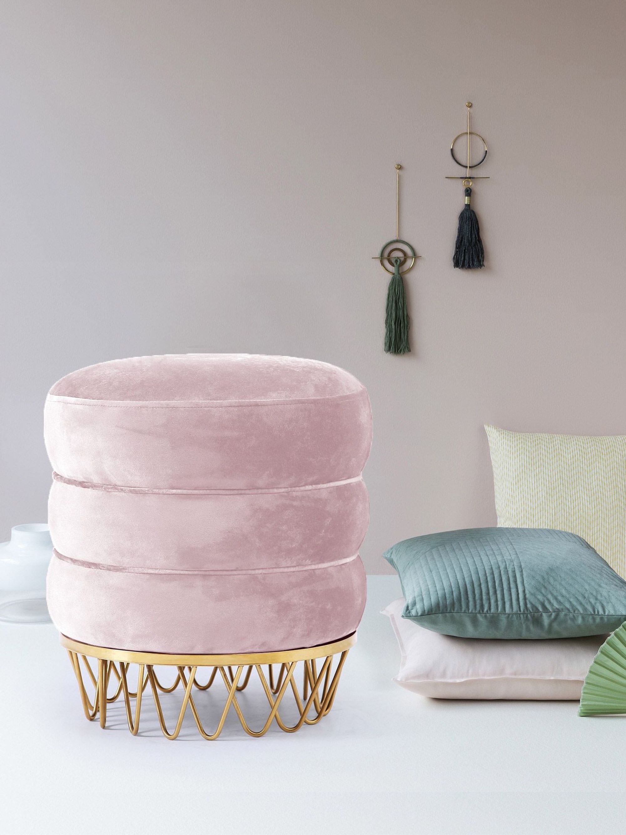 Revolve Velvet Ottoman/Stool