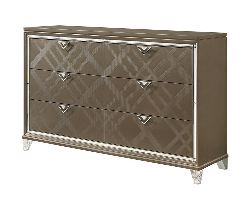 Skylar Dark Champagne LED Light Bedroom Set