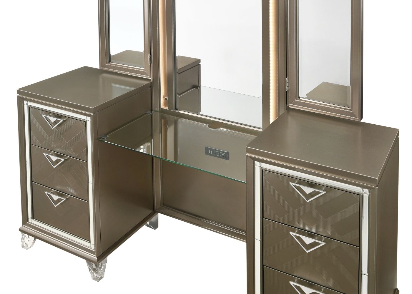 Skylar Wood Vanity Desk w/Mirror & 6 Drawers