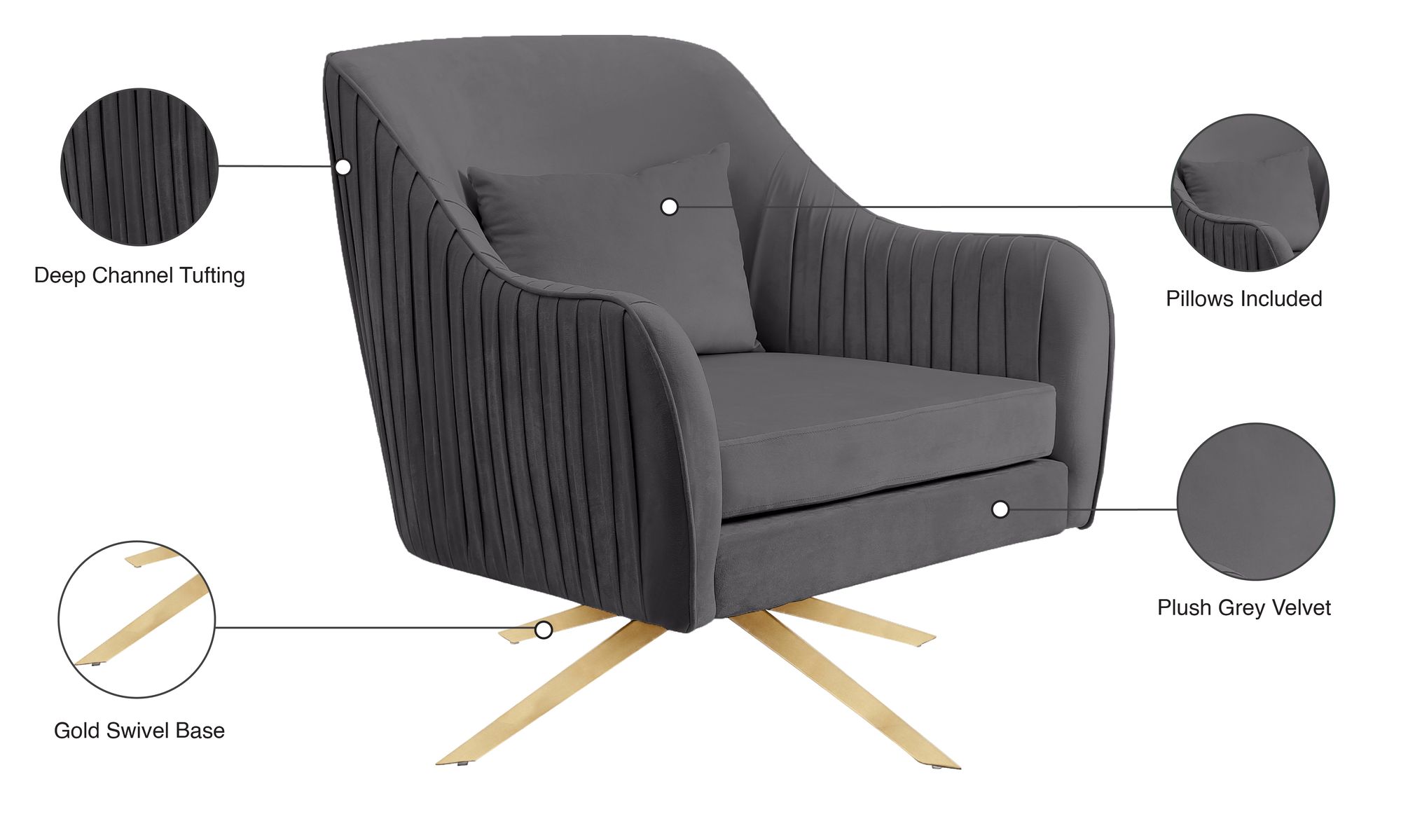 Paloma Velvet Swivel Accent Chair