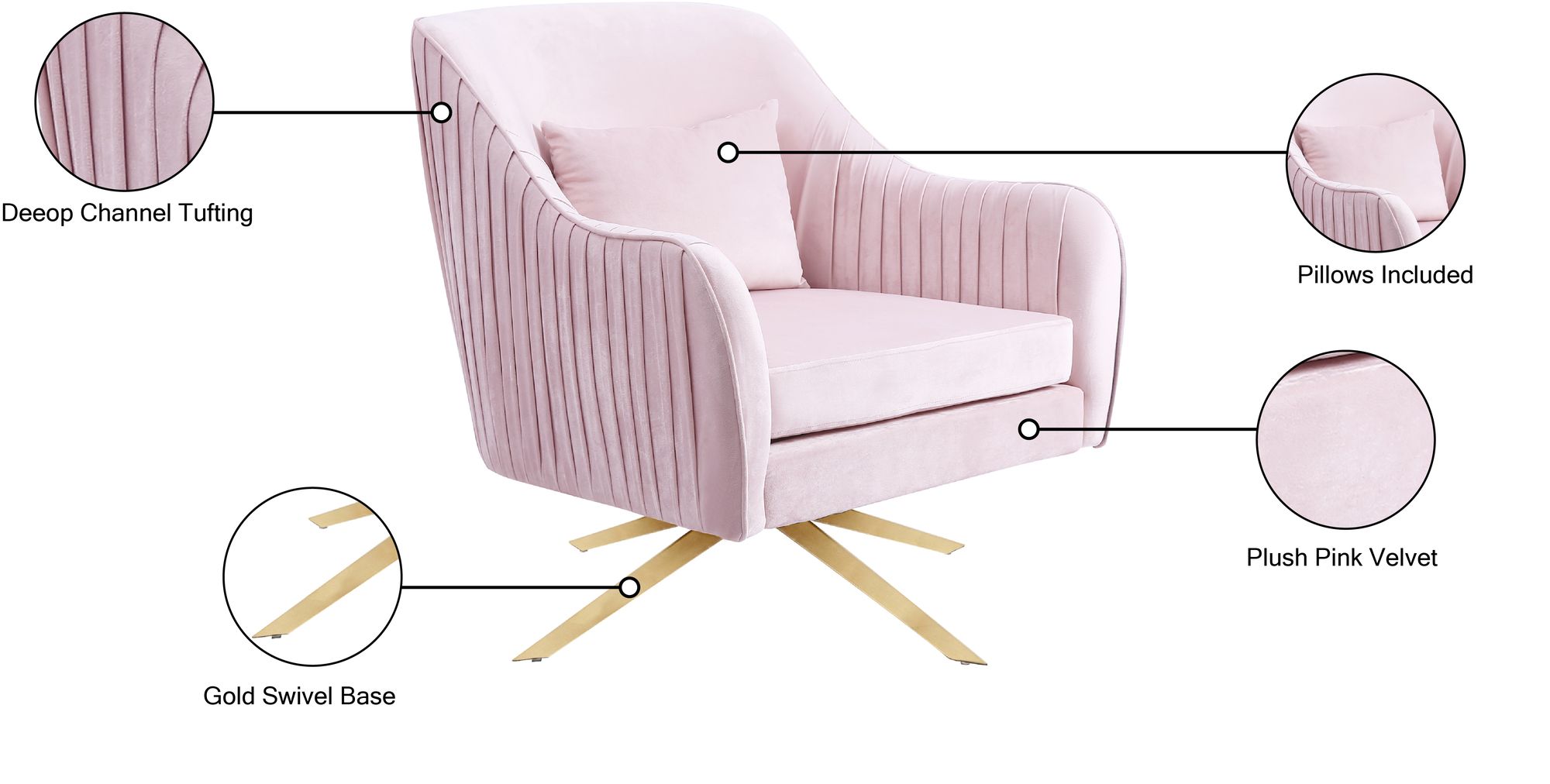 Paloma Velvet Swivel Accent Chair