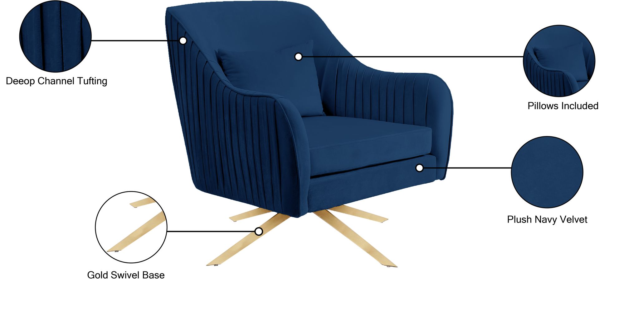 Paloma Velvet Swivel Accent Chair