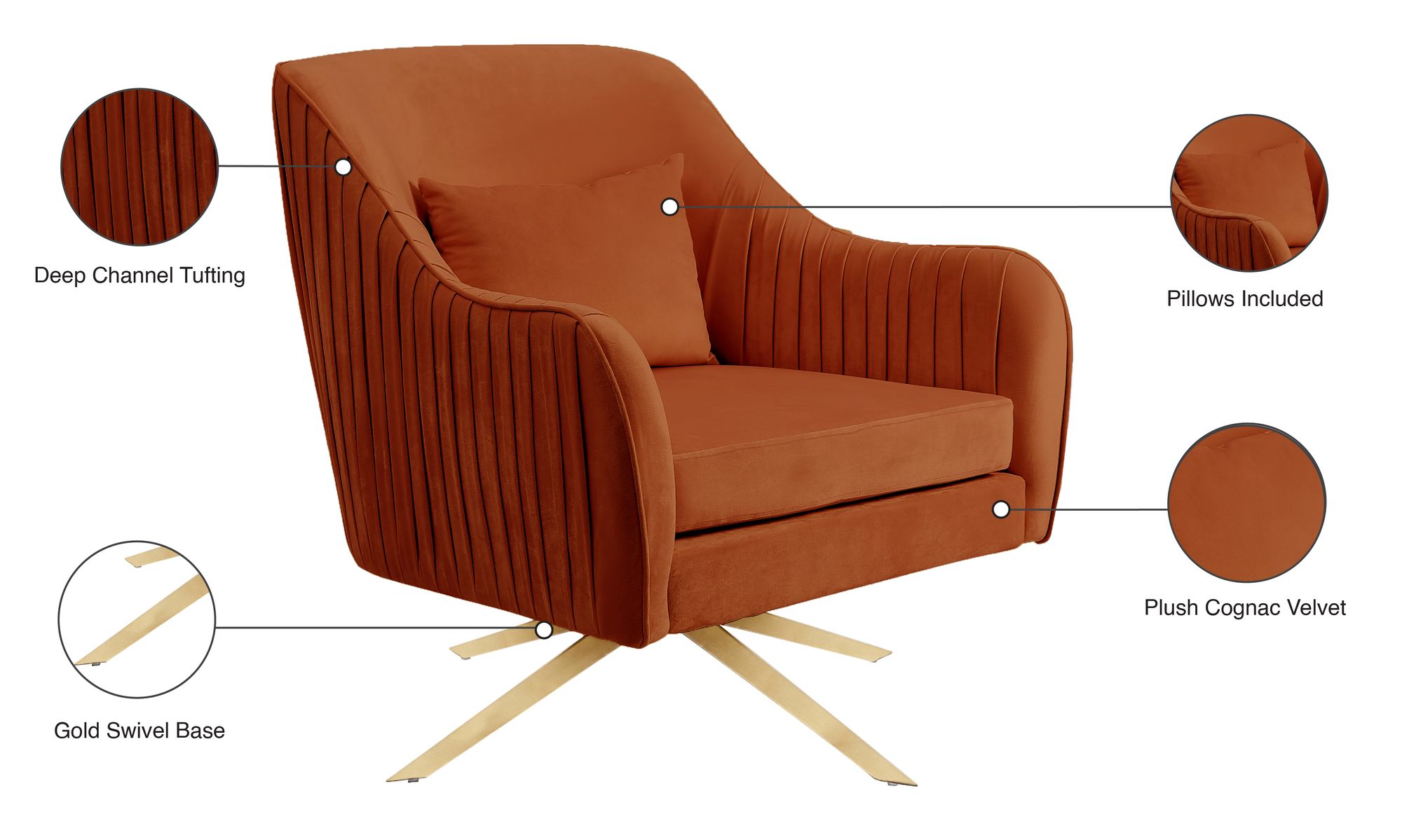 Paloma Velvet Swivel Accent Chair