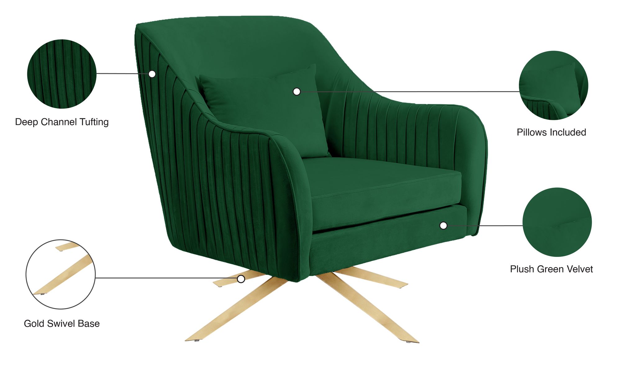 Paloma Velvet Swivel Accent Chair