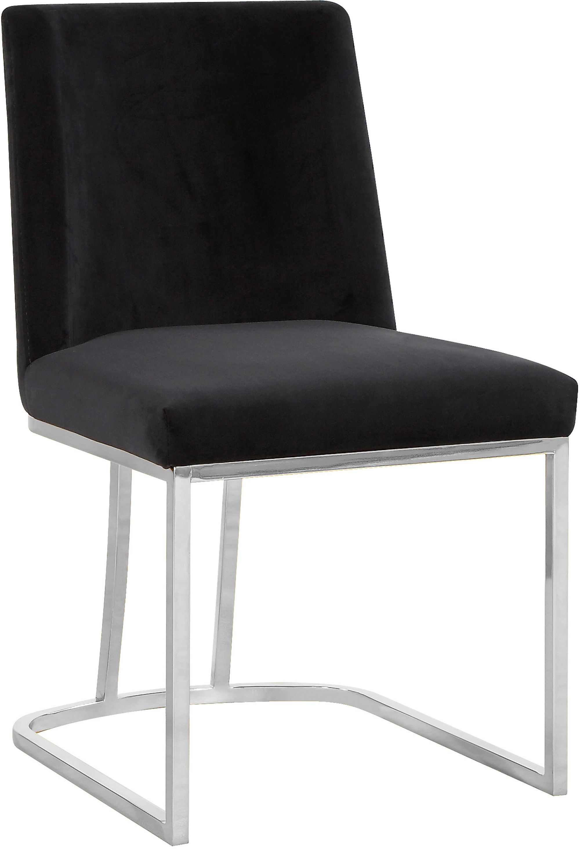 Heidi Velvet Dining Chair with Polished Chrome Metal Frame