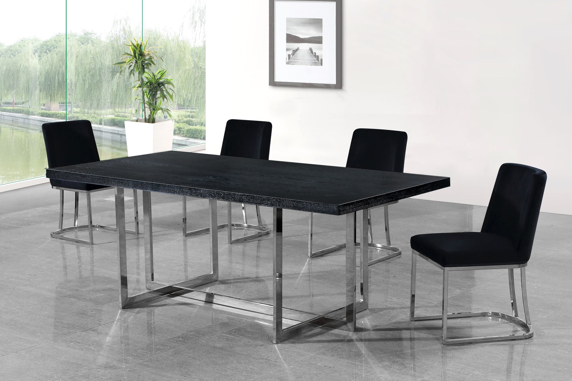 Heidi Velvet Dining Chair with Polished Chrome Metal Frame