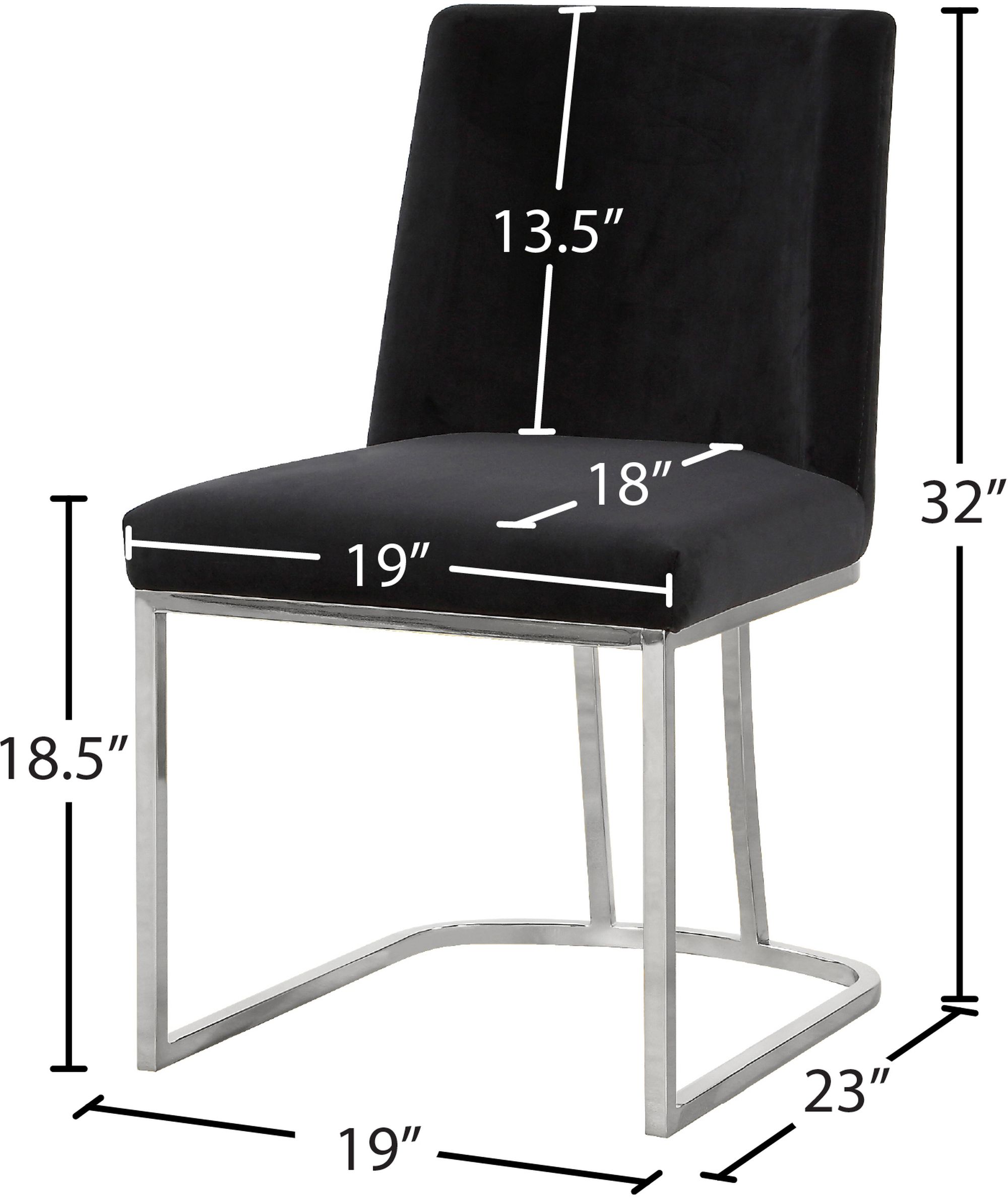 Heidi Velvet Dining Chair with Polished Chrome Metal Frame