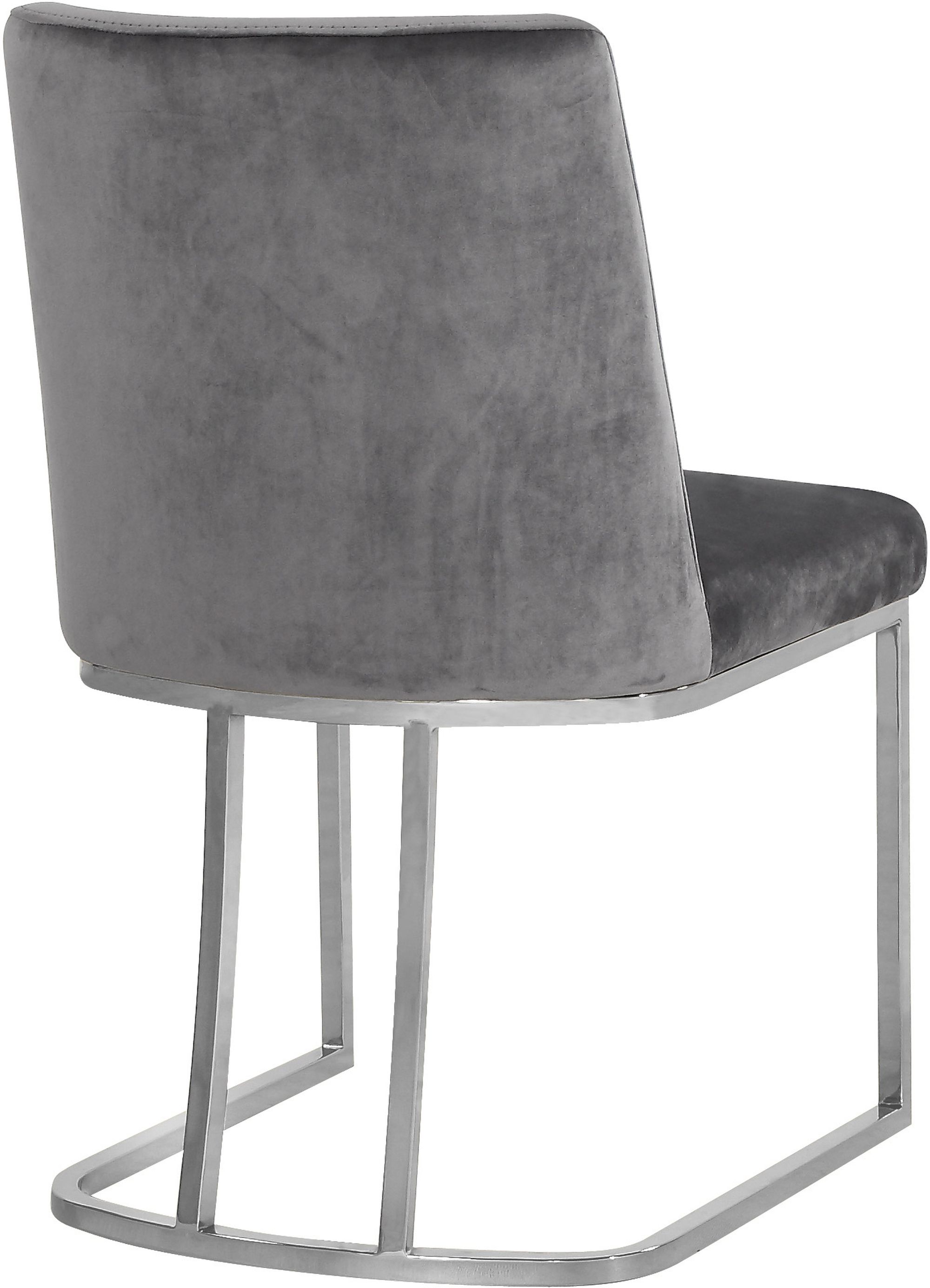 Heidi Velvet Dining Chair with Polished Chrome Metal Frame