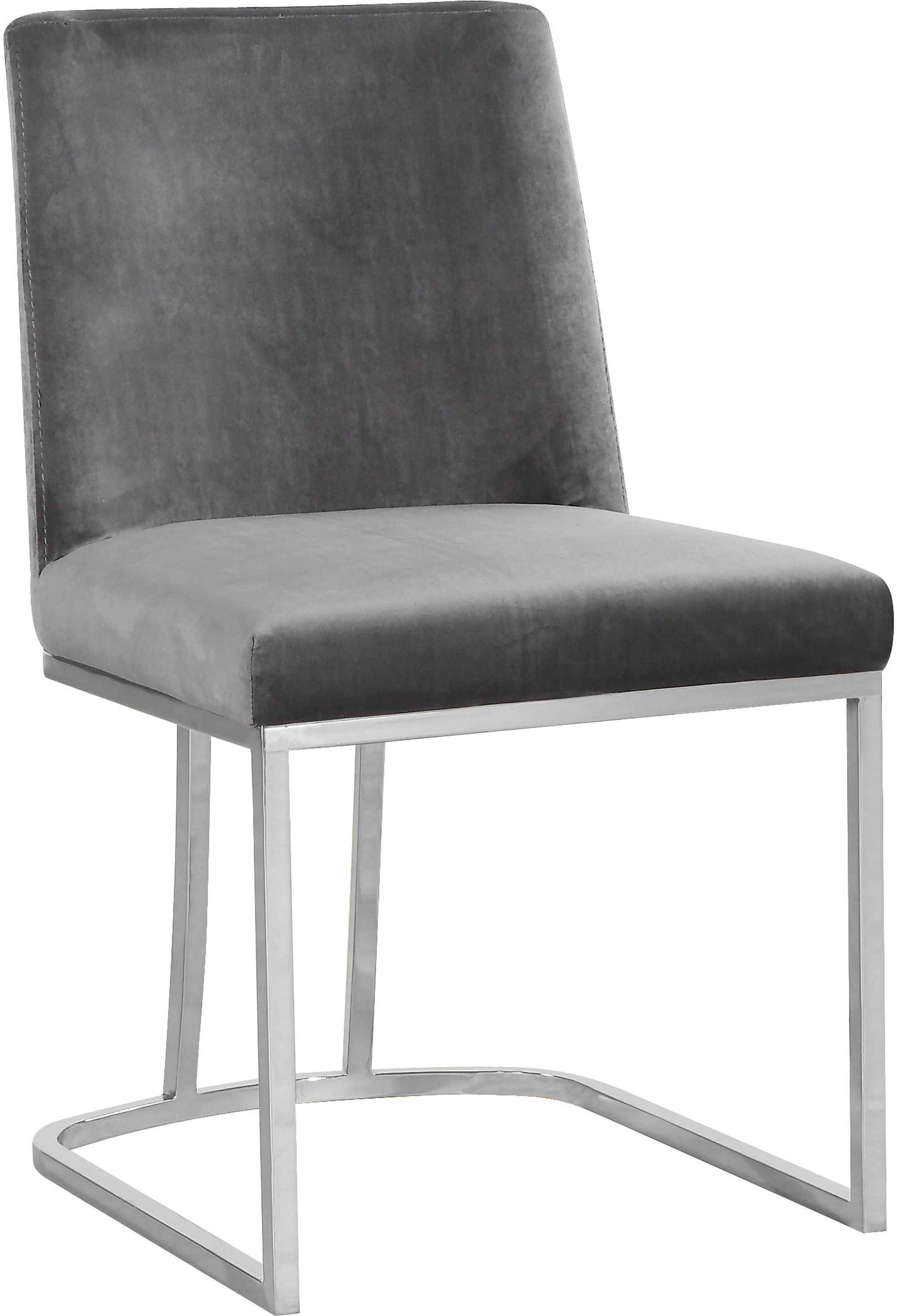 Heidi Velvet Dining Chair with Polished Metal Frame