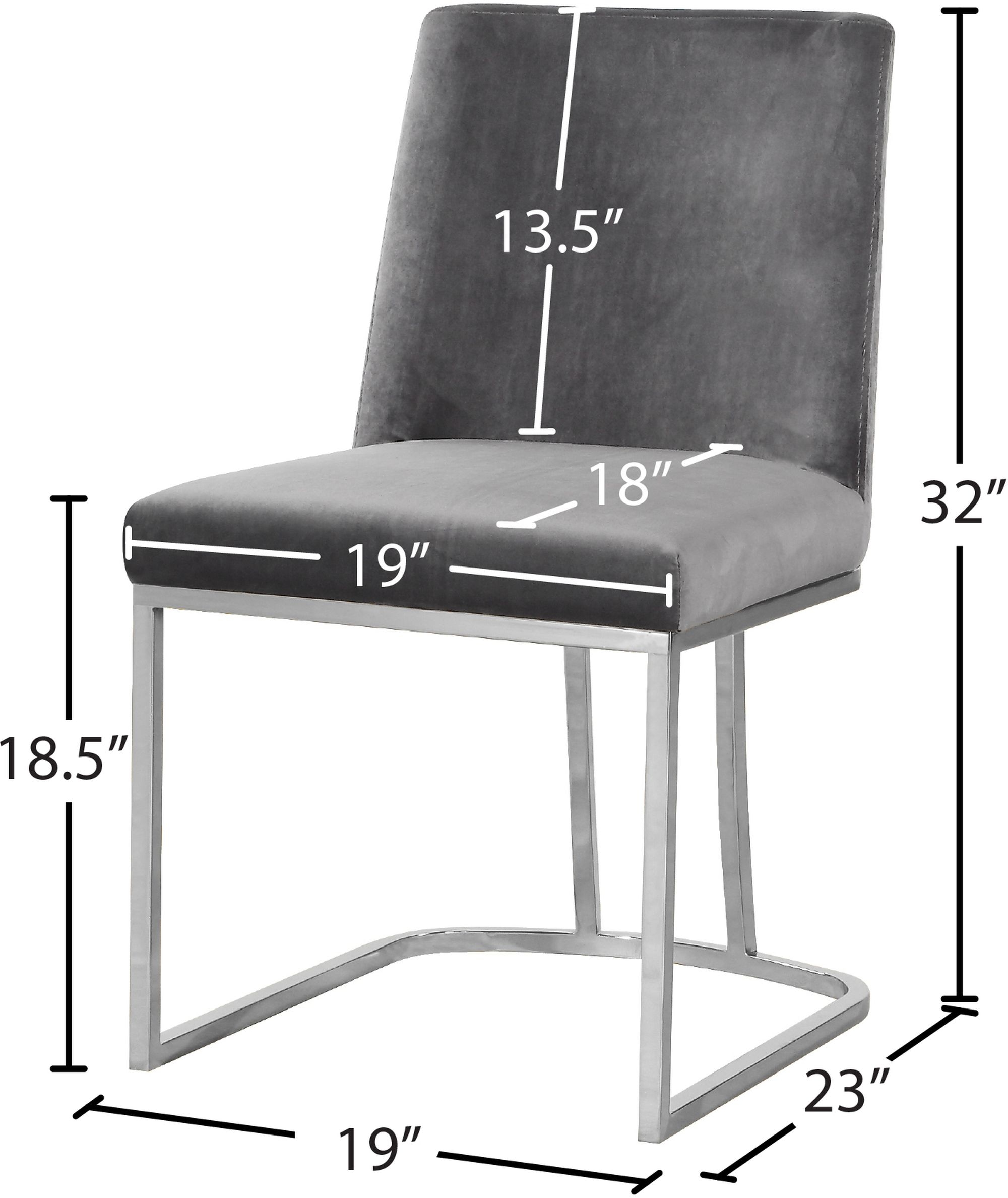 Heidi Velvet Dining Chair with Polished Metal Frame