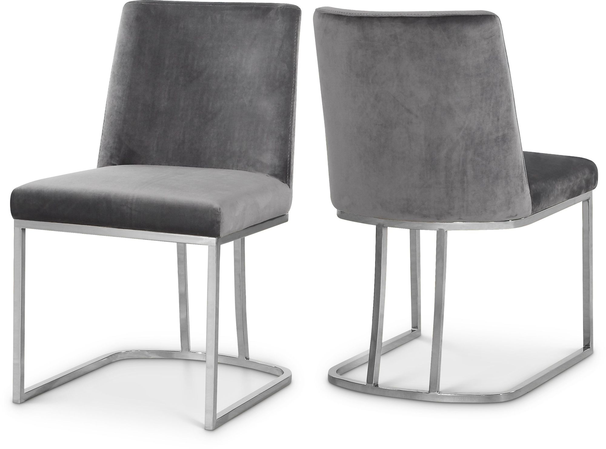 Heidi Velvet Dining Chair with Polished Metal Frame