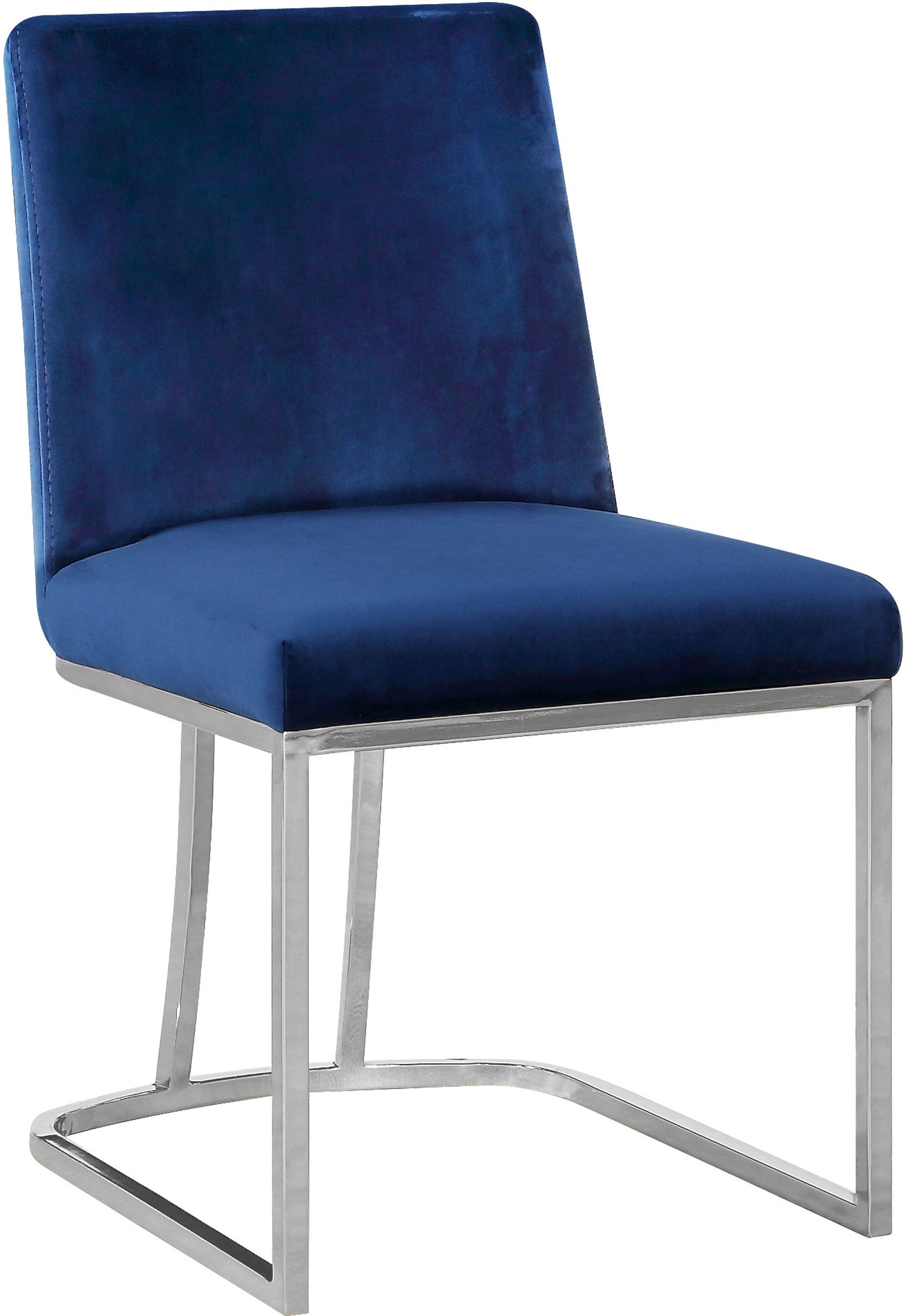 Heidi Velvet Dining Chair with Polished Metal Frame