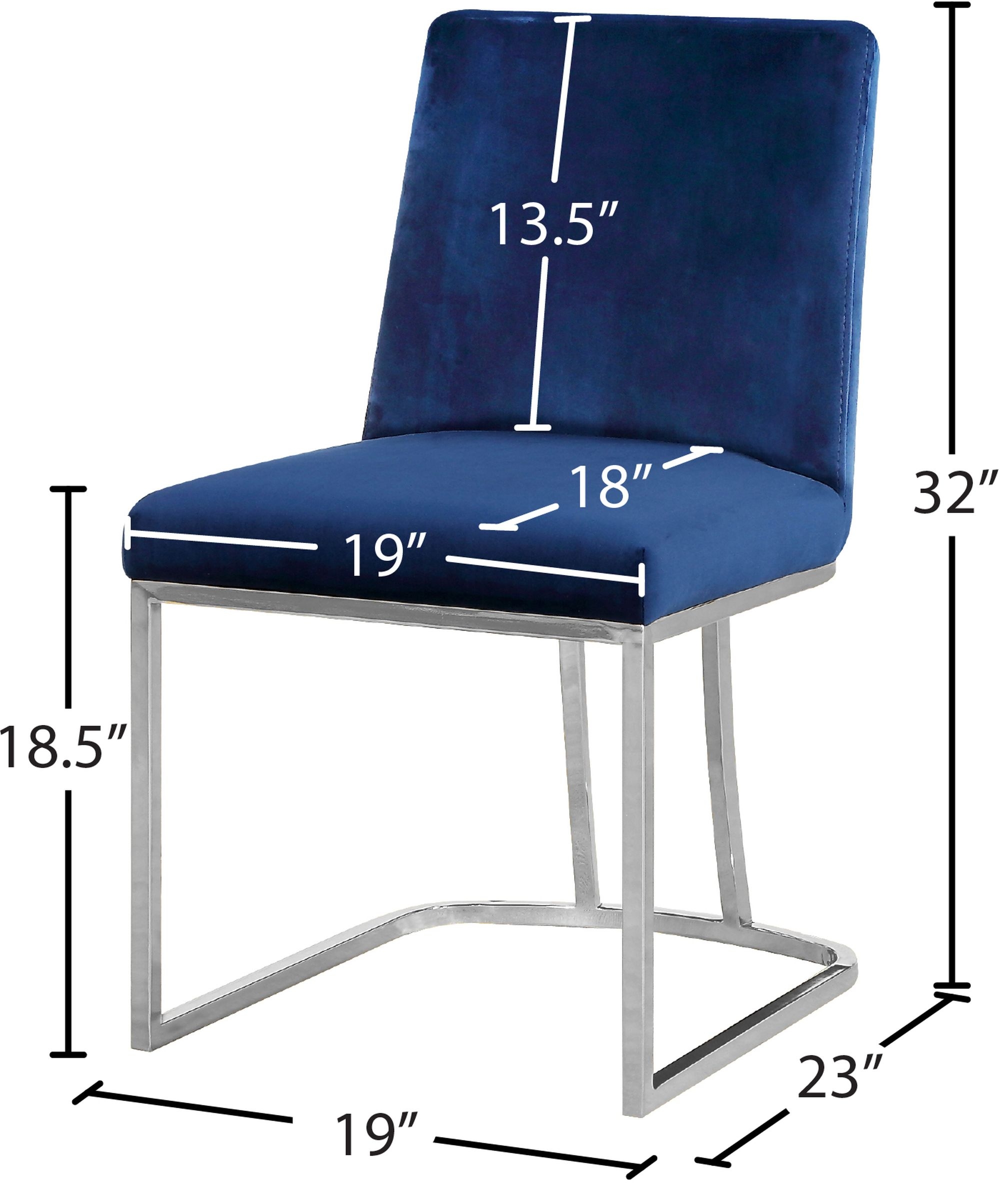 Heidi Velvet Dining Chair with Polished Metal Frame