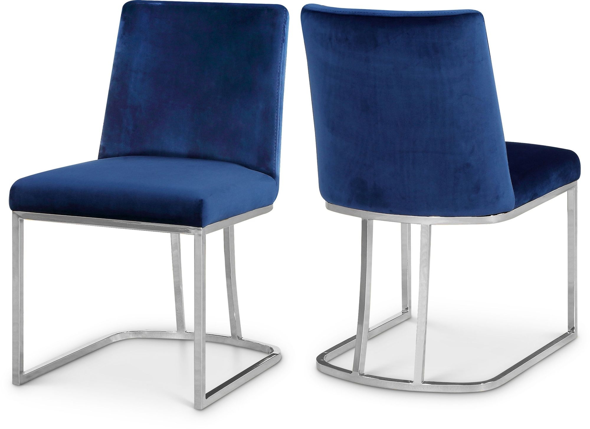 Heidi Velvet Dining Chair with Polished Metal Frame