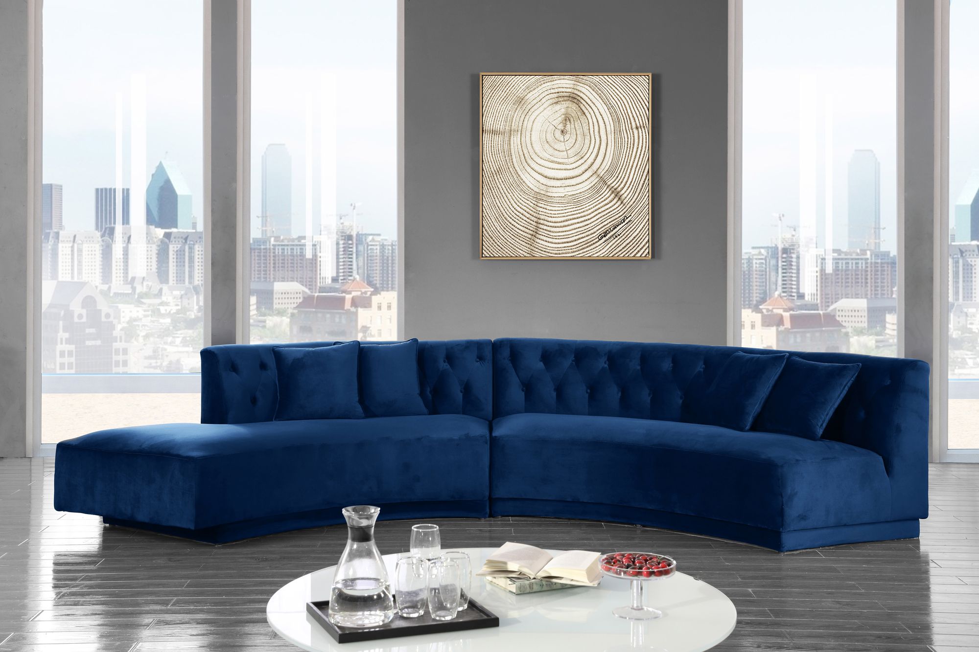 Kenzi 146.5" 2-Piece Velvet Sectional