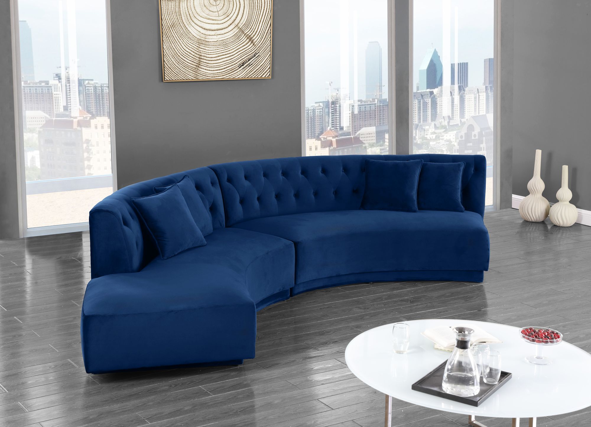 Kenzi 146.5" 2-Piece Velvet Sectional