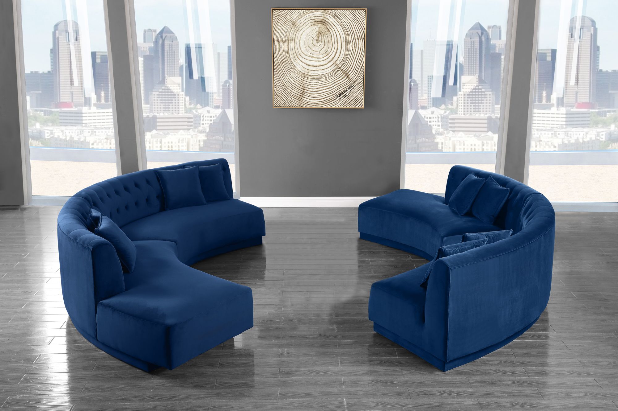 Kenzi 146.5" 2-Piece Velvet Sectional