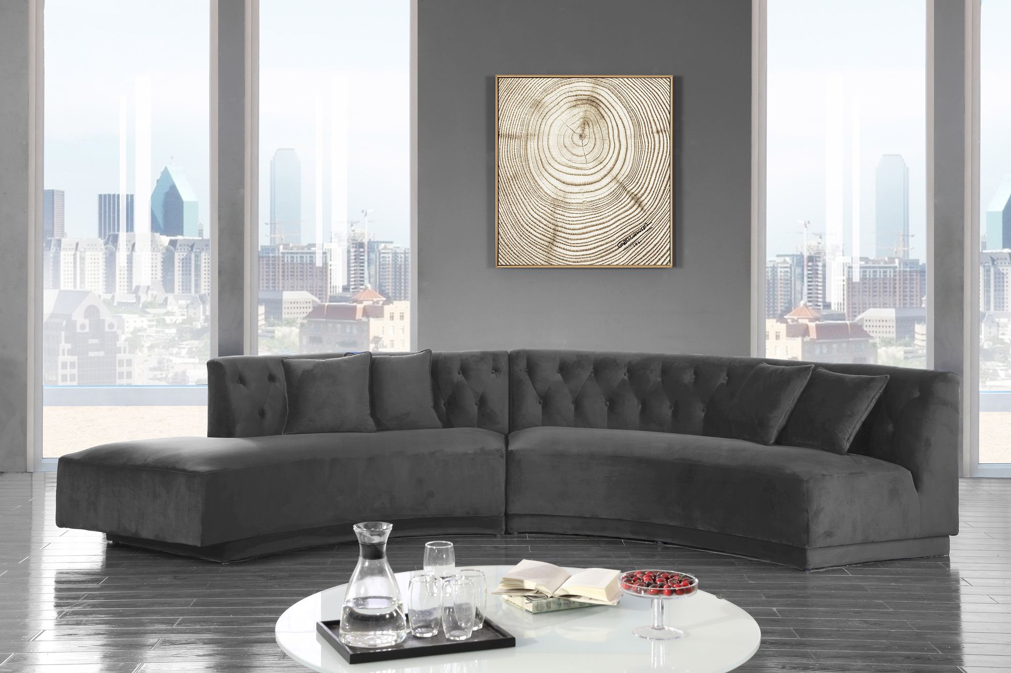 Kenzi 146.5" 2-Piece Velvet Sectional