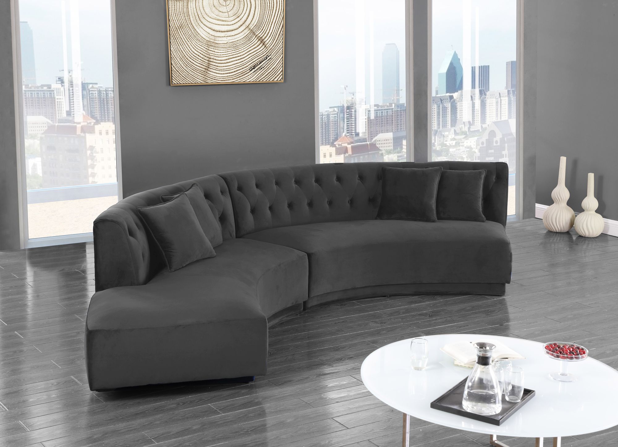 Kenzi 146.5" 2-Piece Velvet Sectional
