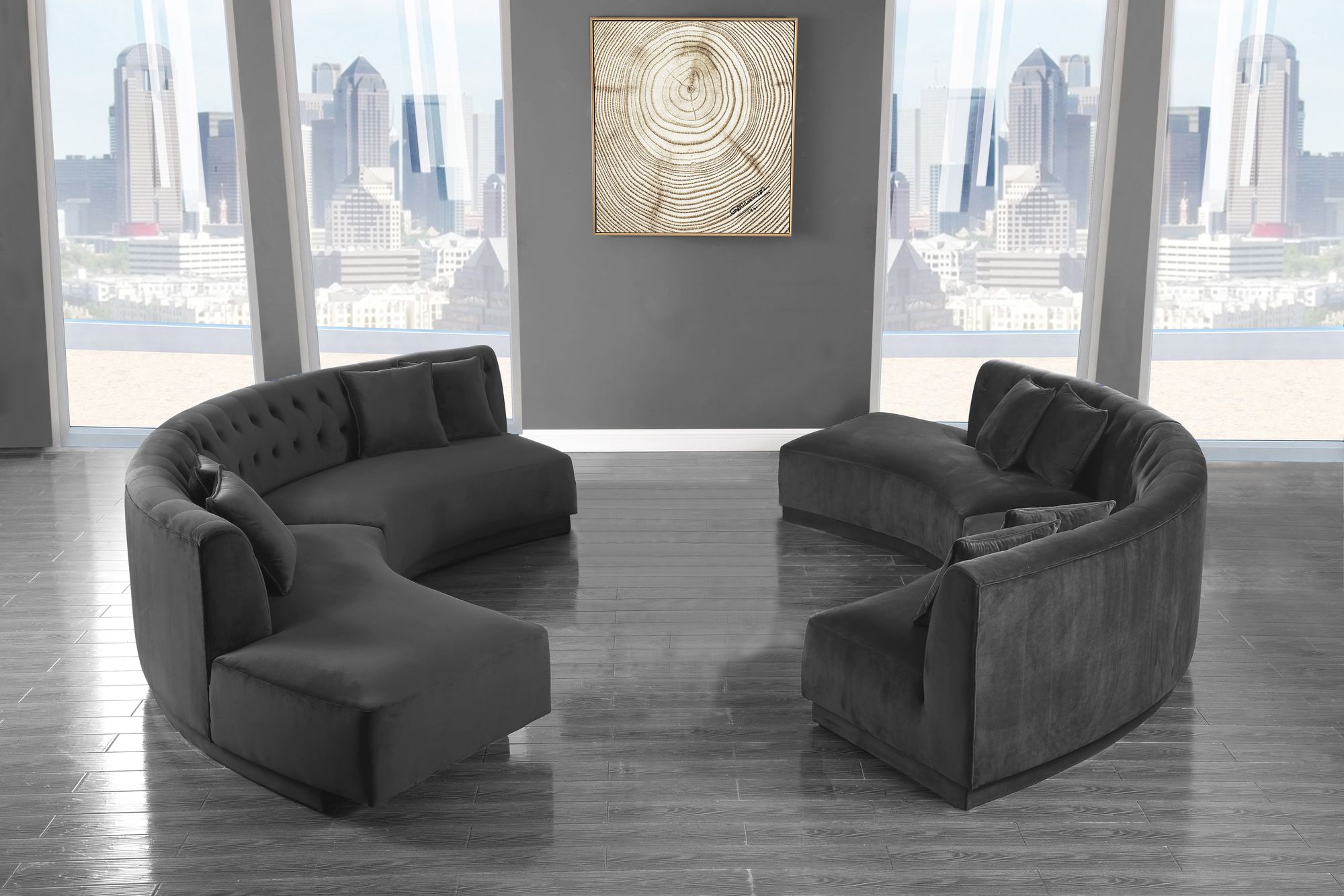 Kenzi 146.5" 2-Piece Velvet Sectional