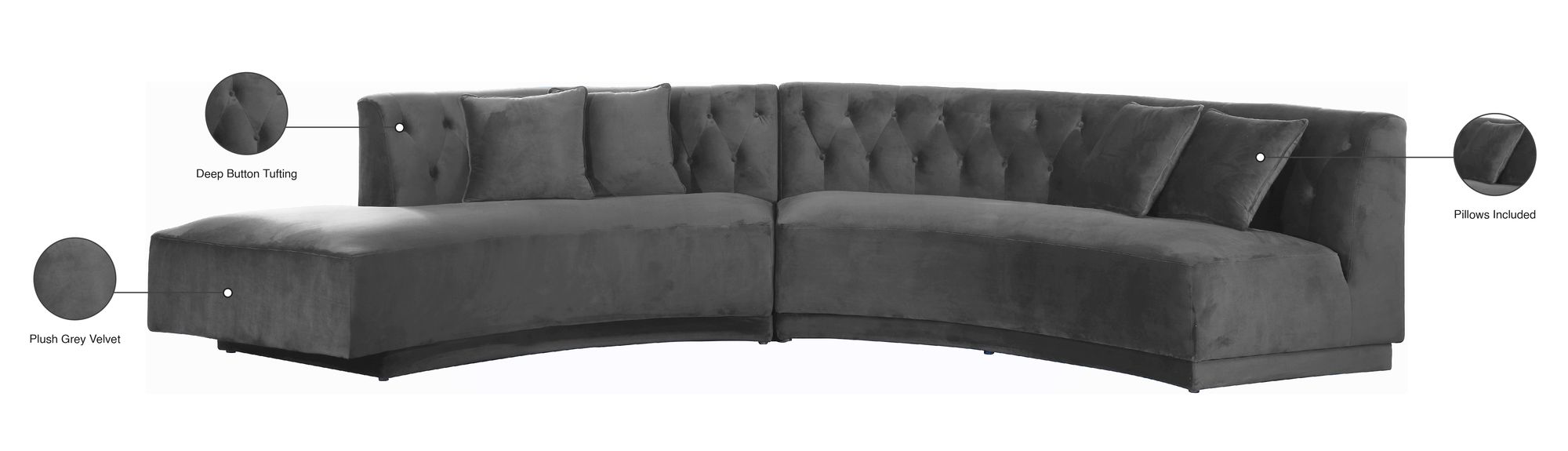 Kenzi 146.5" 2-Piece Velvet Sectional