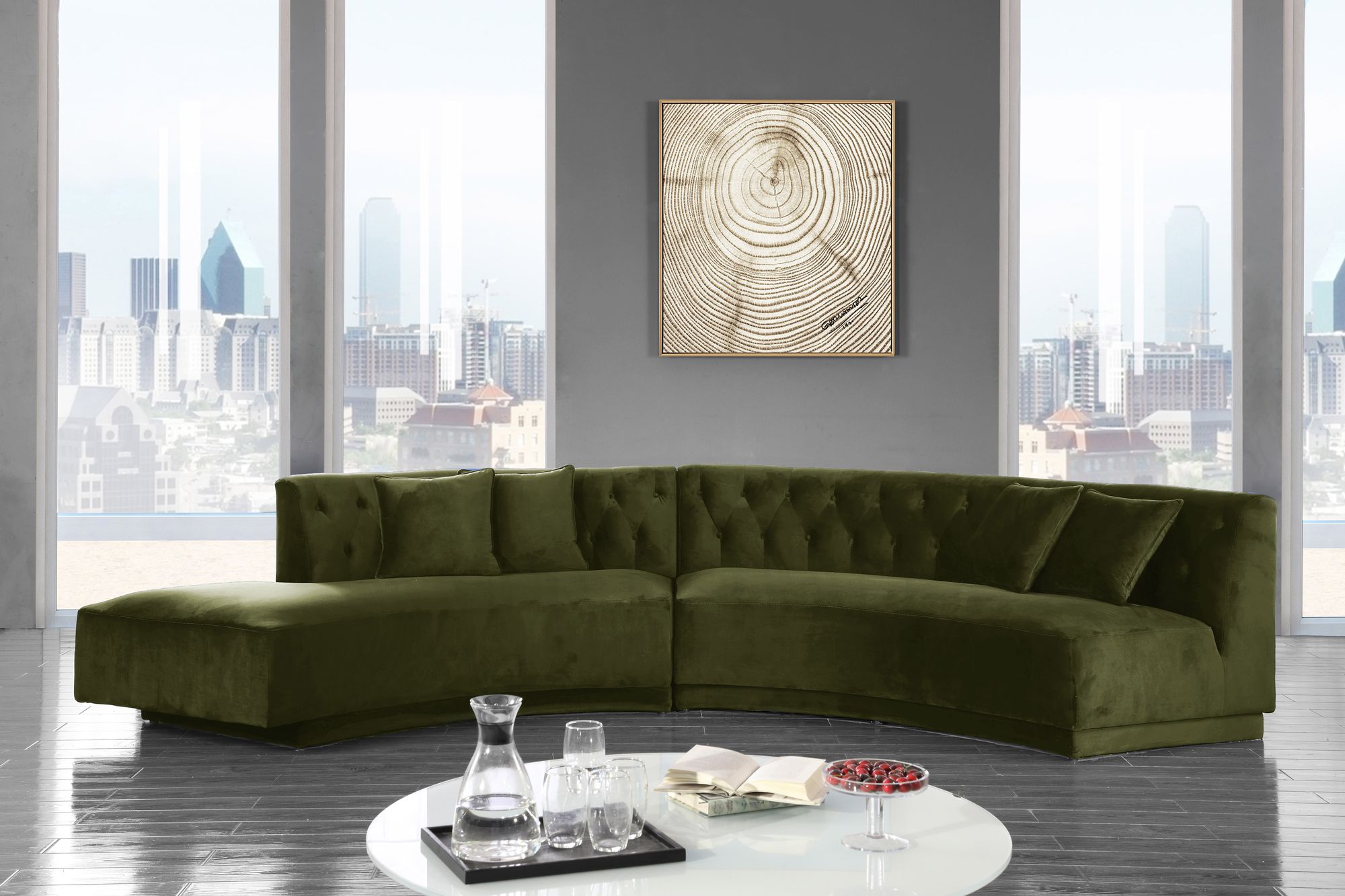 Kenzi 146.5" 2-Piece Velvet Sectional