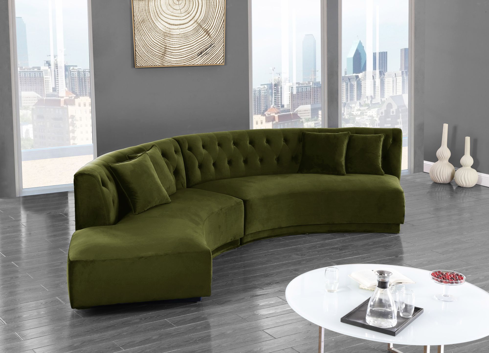 Kenzi 146.5" 2-Piece Velvet Sectional
