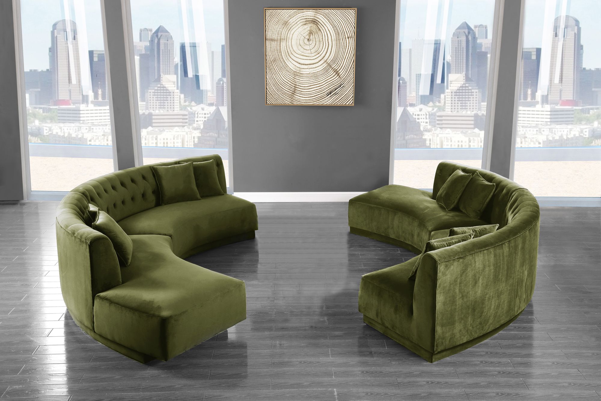 Kenzi 146.5" 2-Piece Velvet Sectional