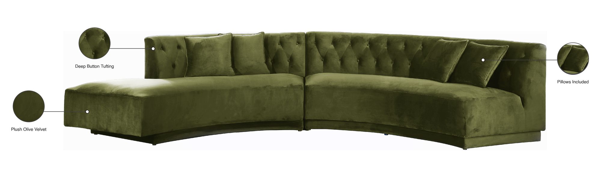 Kenzi 146.5" 2-Piece Velvet Sectional