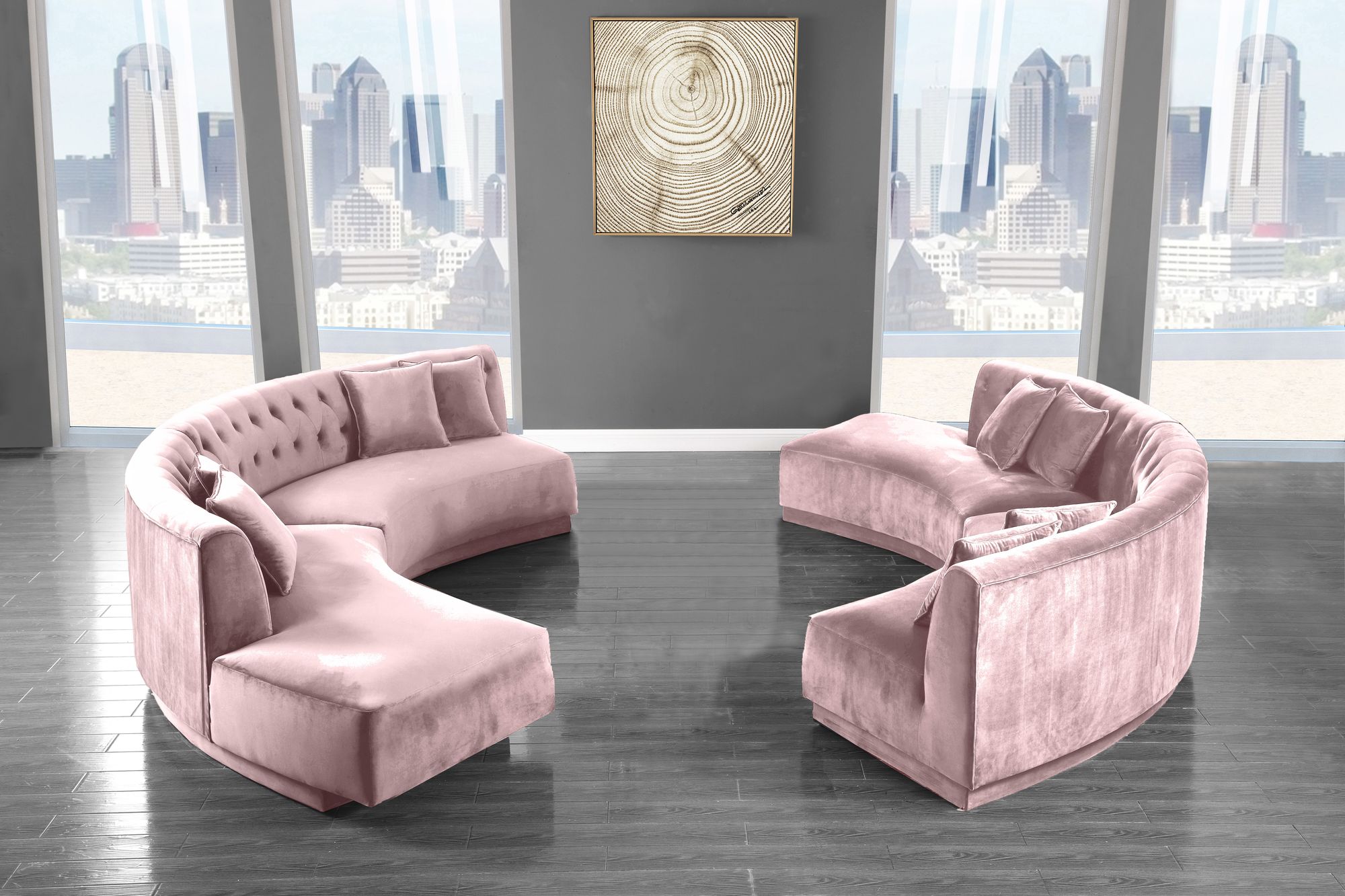 Kenzi 146.5" 2-Piece Velvet Sectional