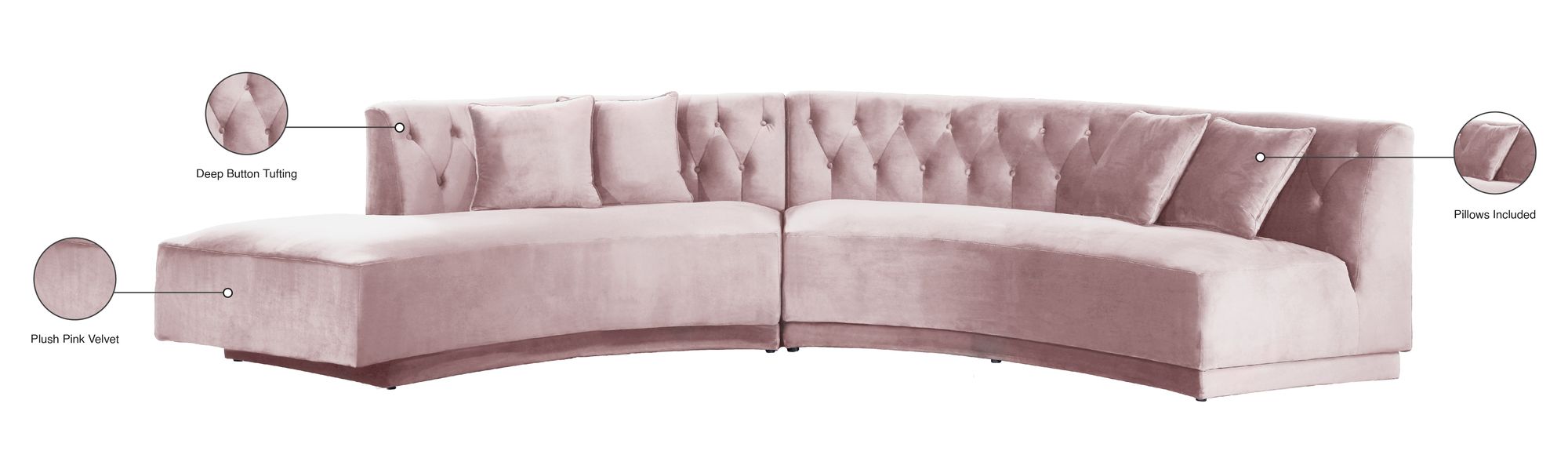 Kenzi 146.5" 2-Piece Velvet Sectional