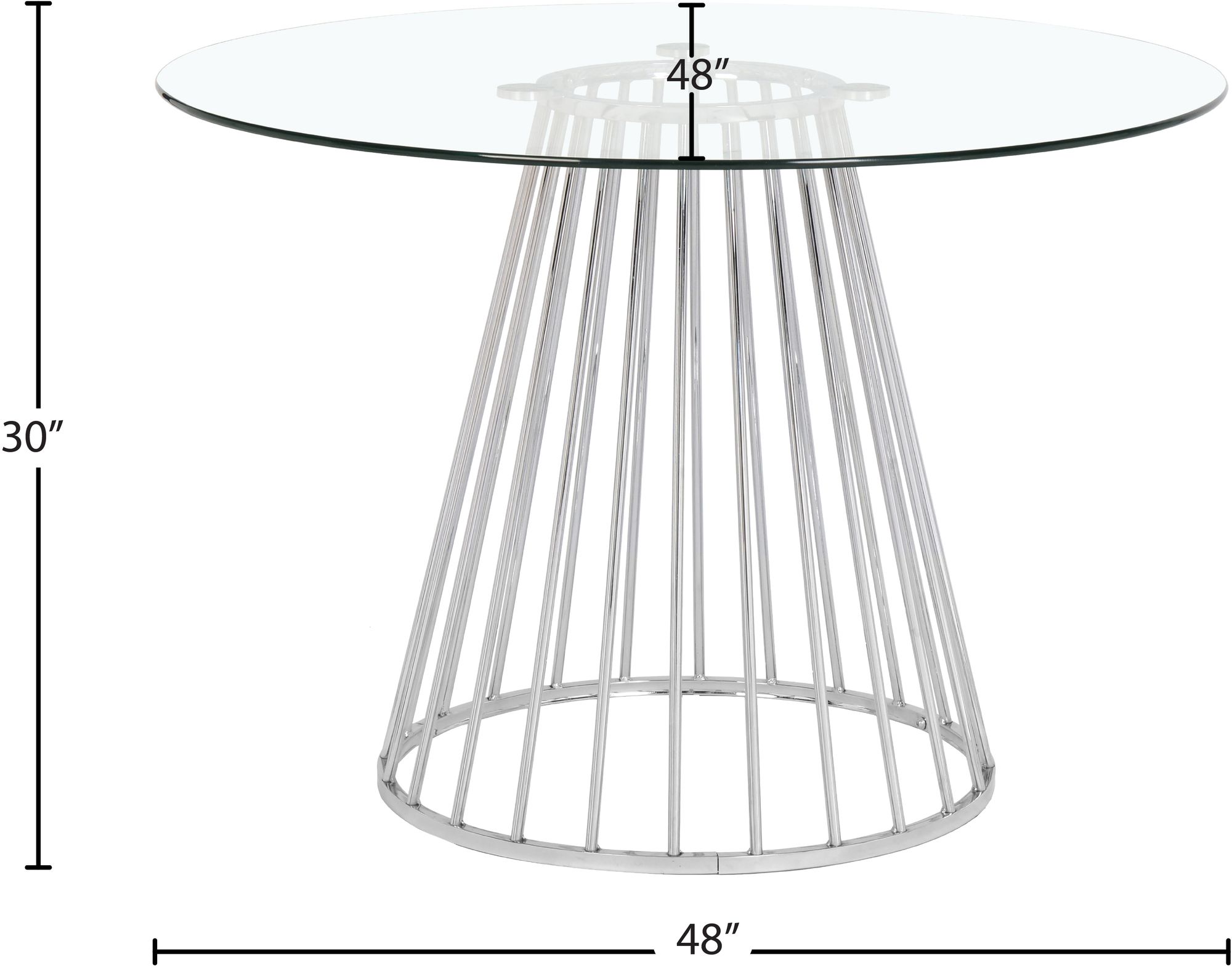 Gio 48" Round Glass Dining Table with Metal Base