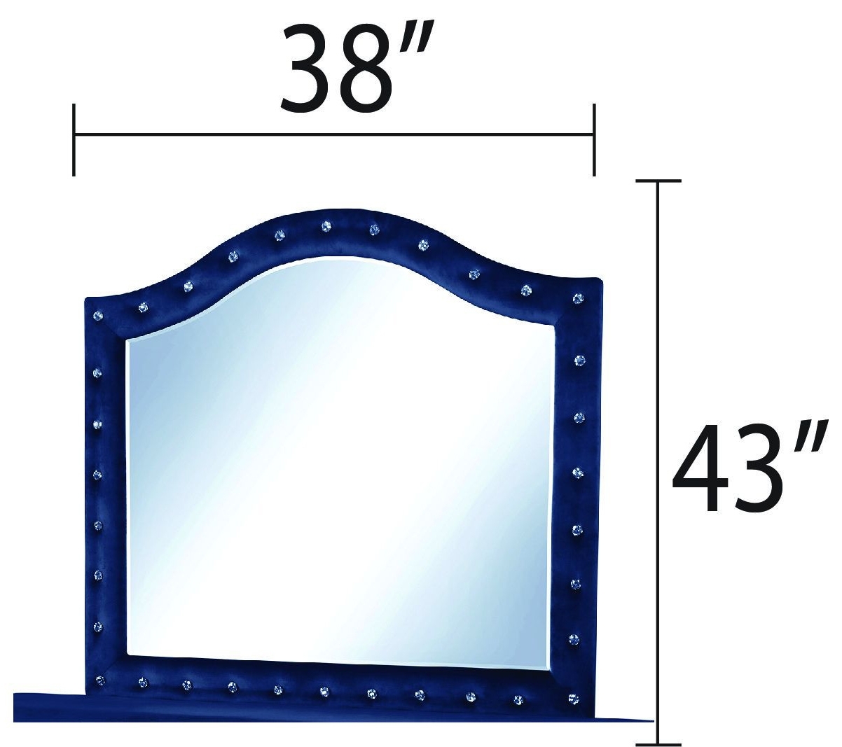Galaxy Home Furnishings Sophia Crystal Tufted Mirror Finished with Velvet Fabric/Wood in Blue