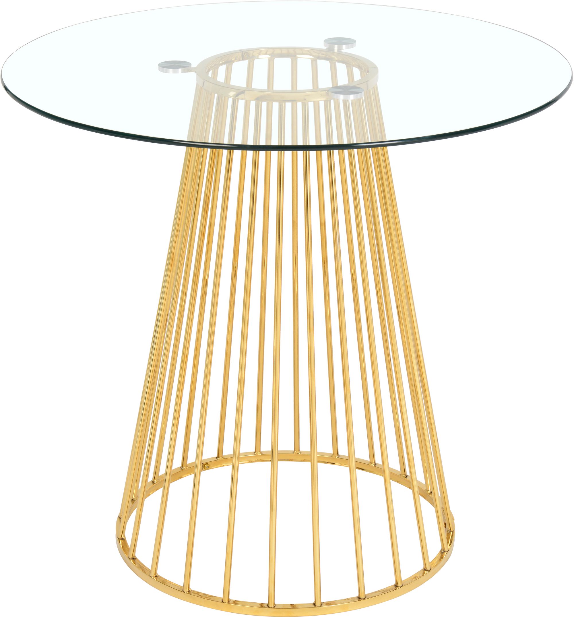 Gio 40" Round Glass Counter Height Table with Polished Gold Metal Base