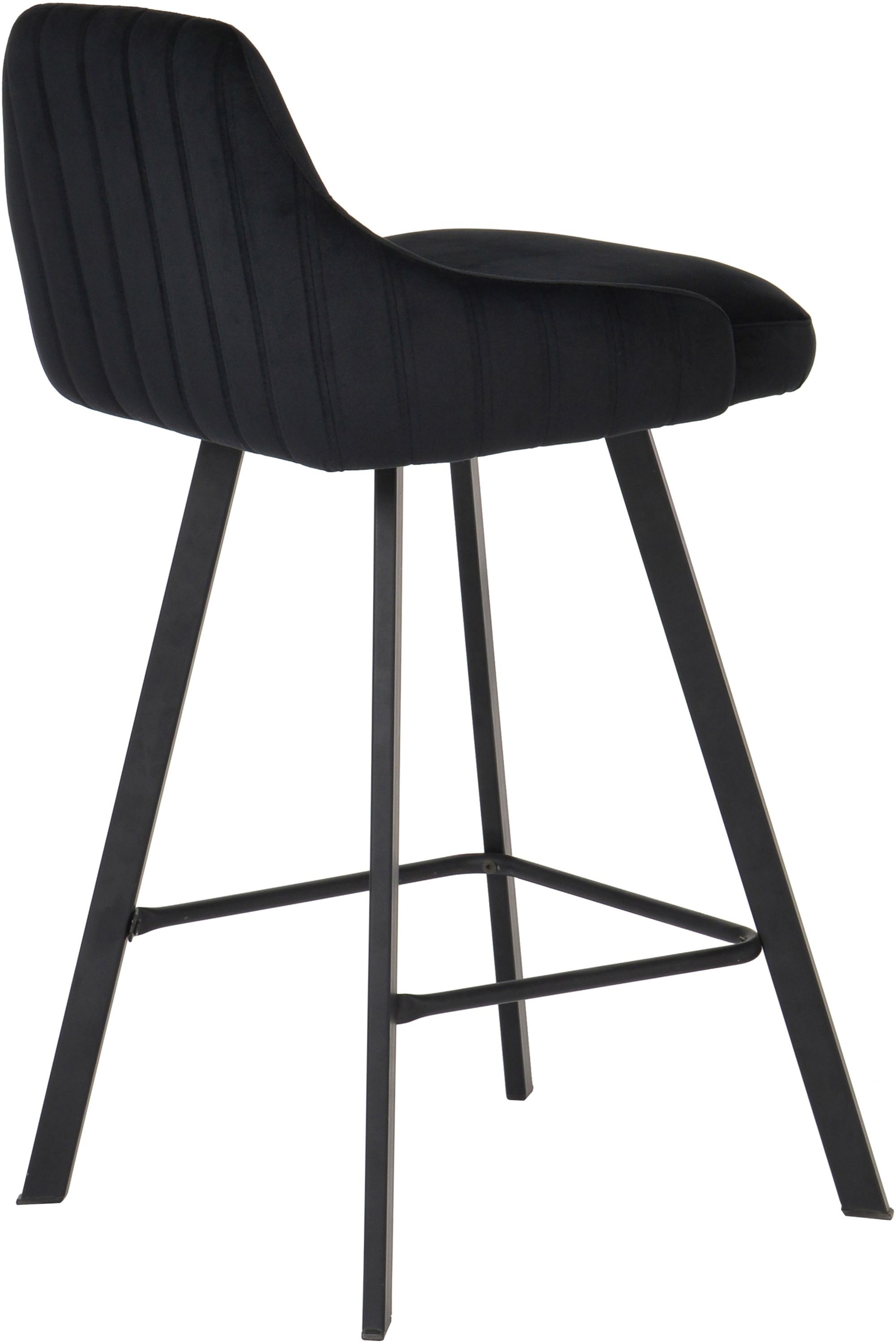Viviene Velvet Counter Stool with Matte Black Legs