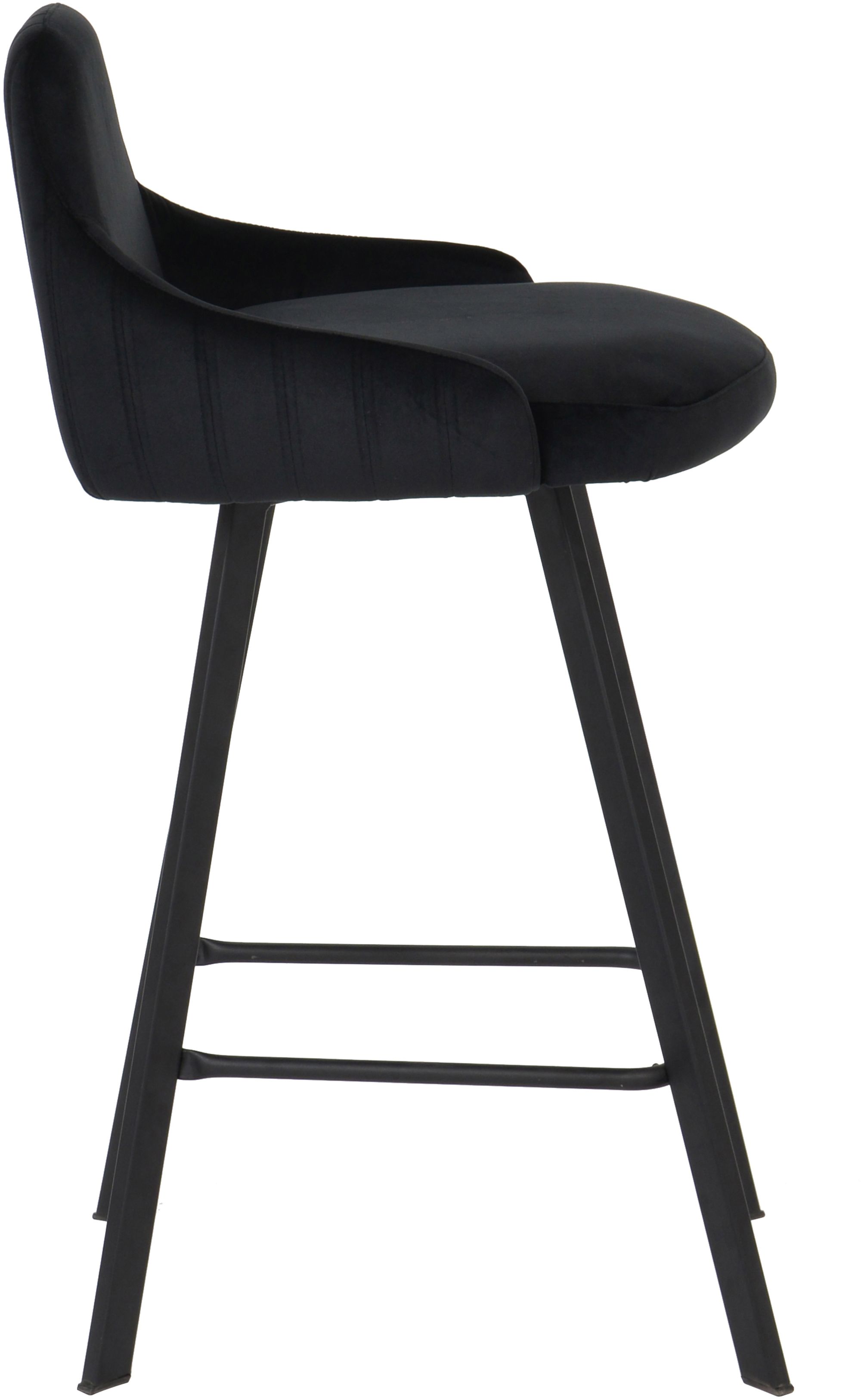 Viviene Velvet Counter Stool with Matte Black Legs