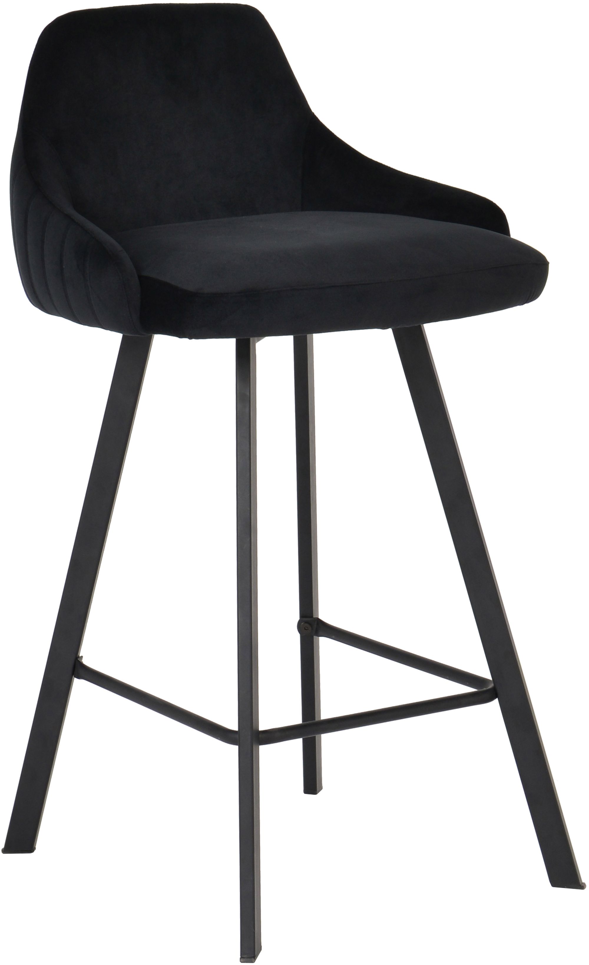 Viviene Velvet Counter Stool with Matte Black Legs