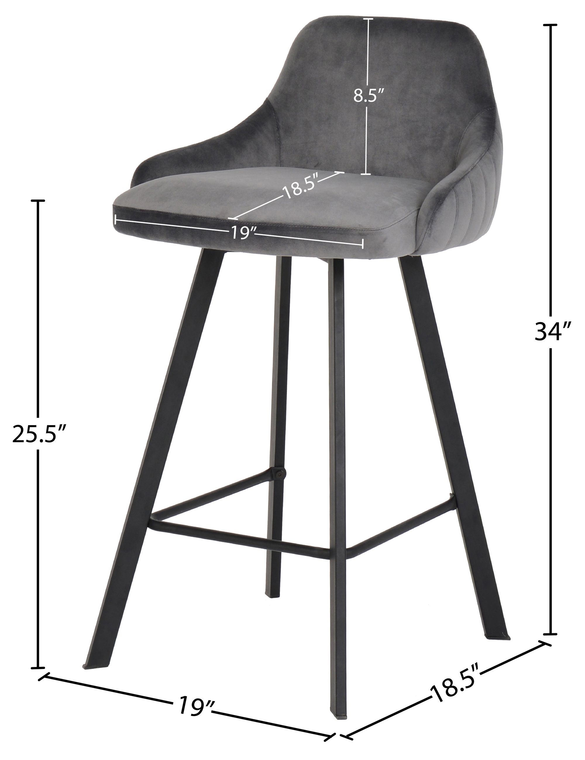 Viviene Velvet Counter Stool with Matte Black Legs