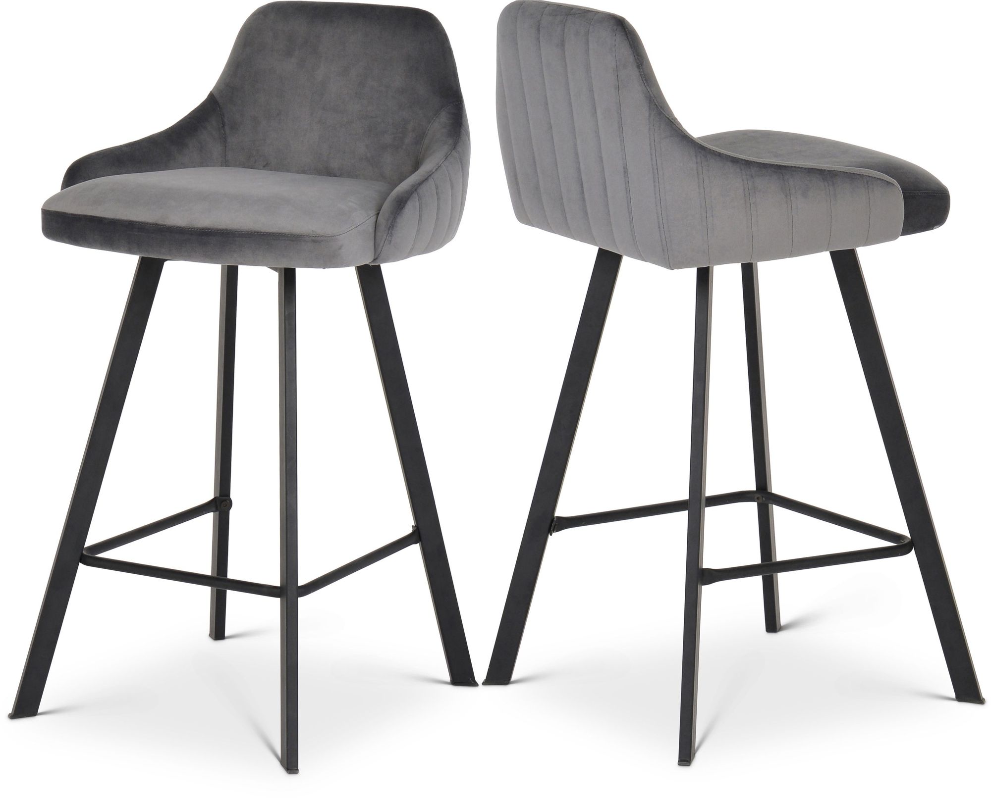 Viviene Velvet Counter Stool with Matte Black Legs