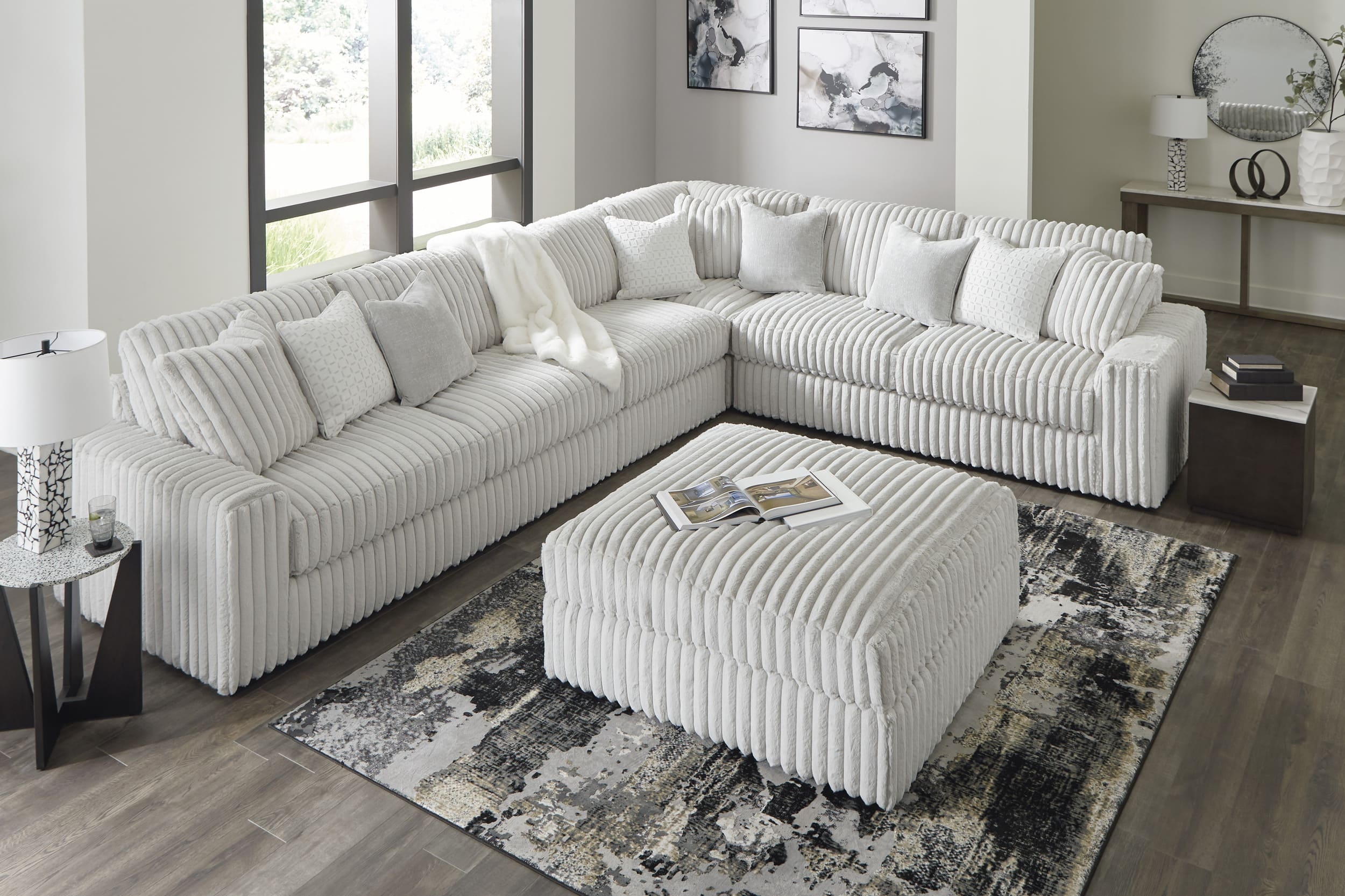 Stupendous 4-Piece Polyester L-Shaped Sectional