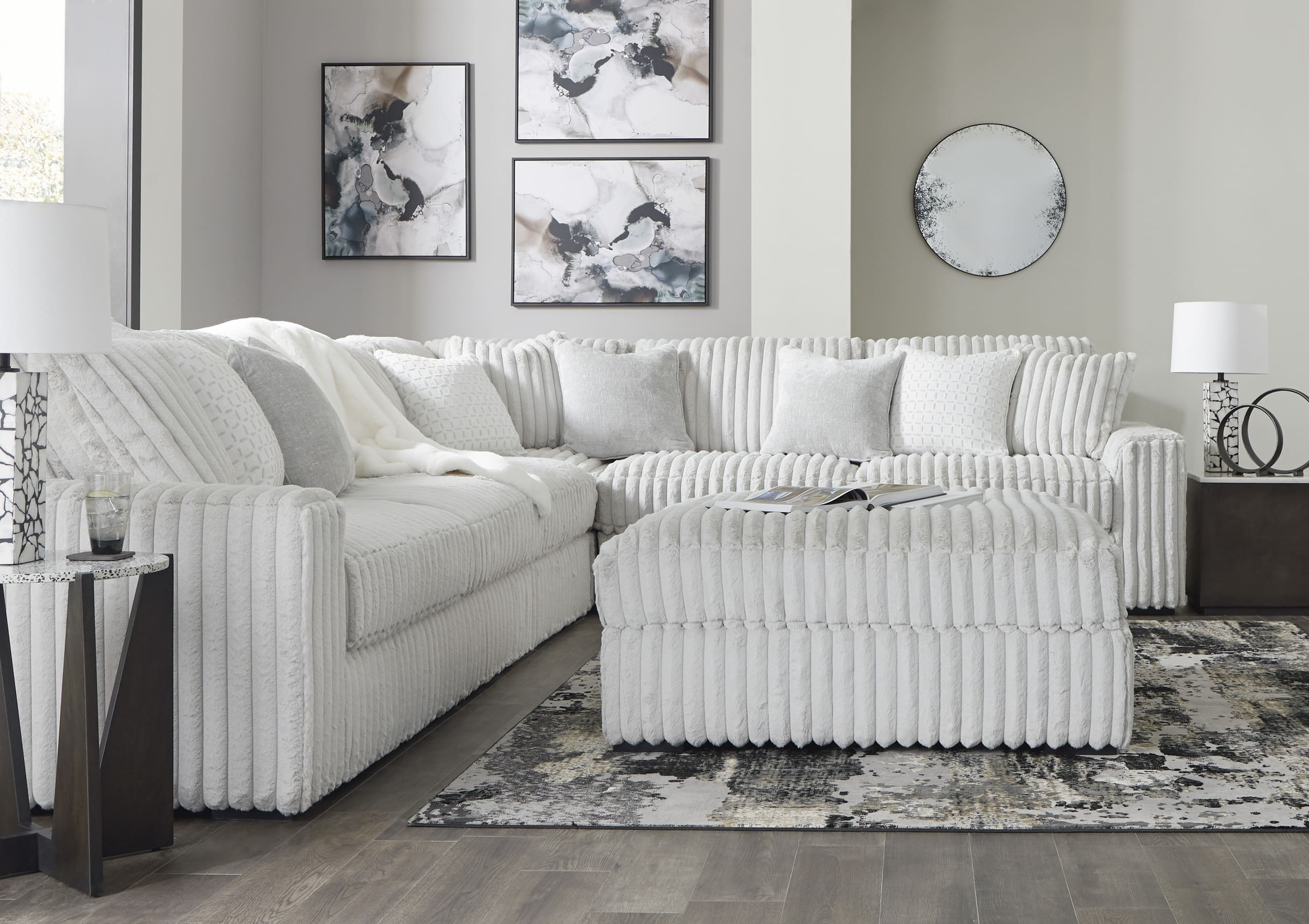 Stupendous 4-Piece Polyester L-Shaped Sectional