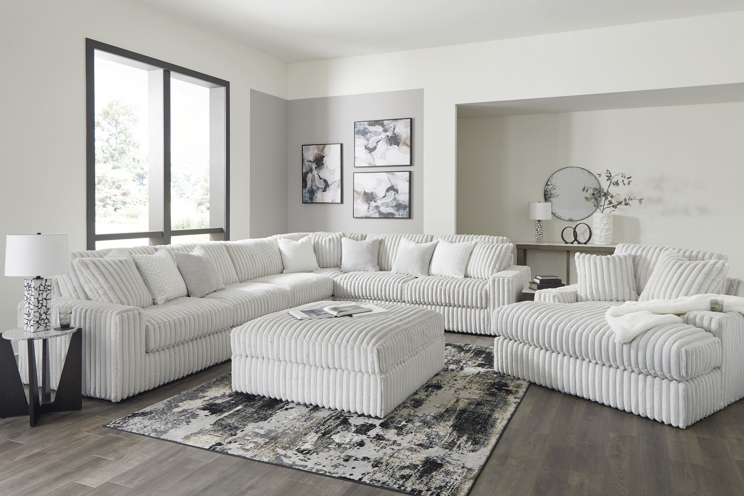 Stupendous 4-Piece Polyester L-Shaped Sectional