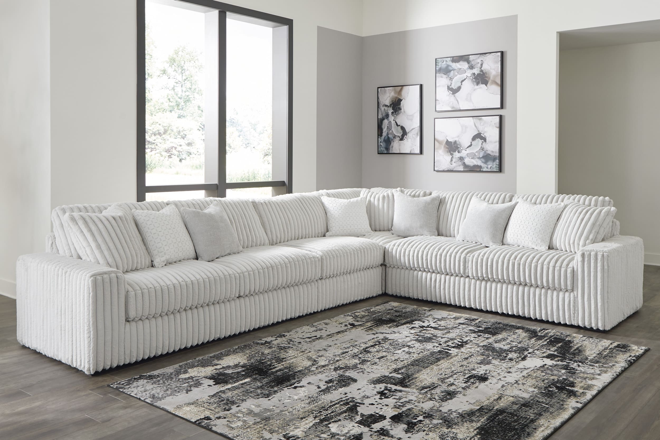 Stupendous 4-Piece Polyester L-Shaped Sectional
